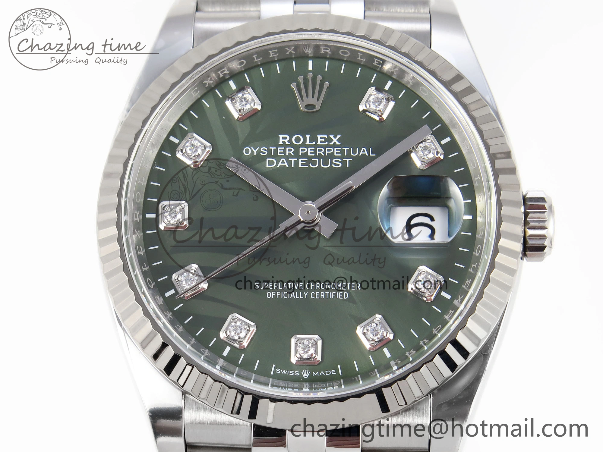 DateJust 36 126234 Clean 1:1 Best Edition 904L Steel Green Leaf Diamonds Dial on Jubilee Bracelet VR3235