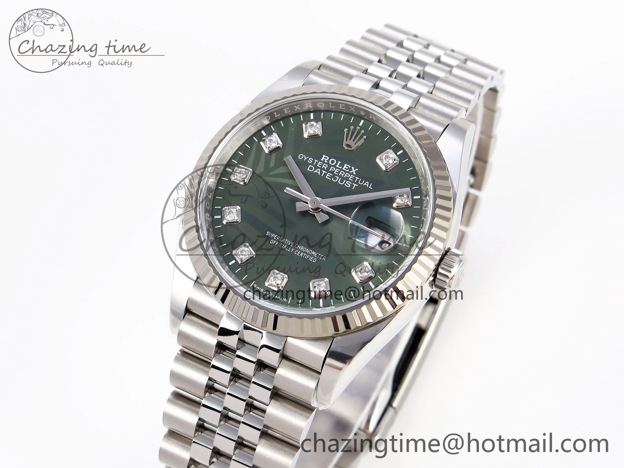 DateJust 36 126234 Clean 1:1 Best Edition 904L Steel Green Leaf Diamonds Dial on Jubilee Bracelet VR3235