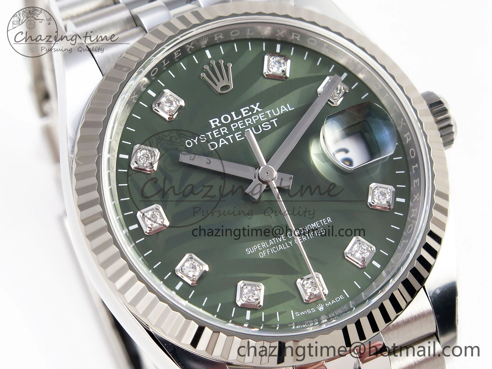 DateJust 36 126234 Clean 1:1 Best Edition 904L Steel Green Leaf Diamonds Dial on Jubilee Bracelet VR3235