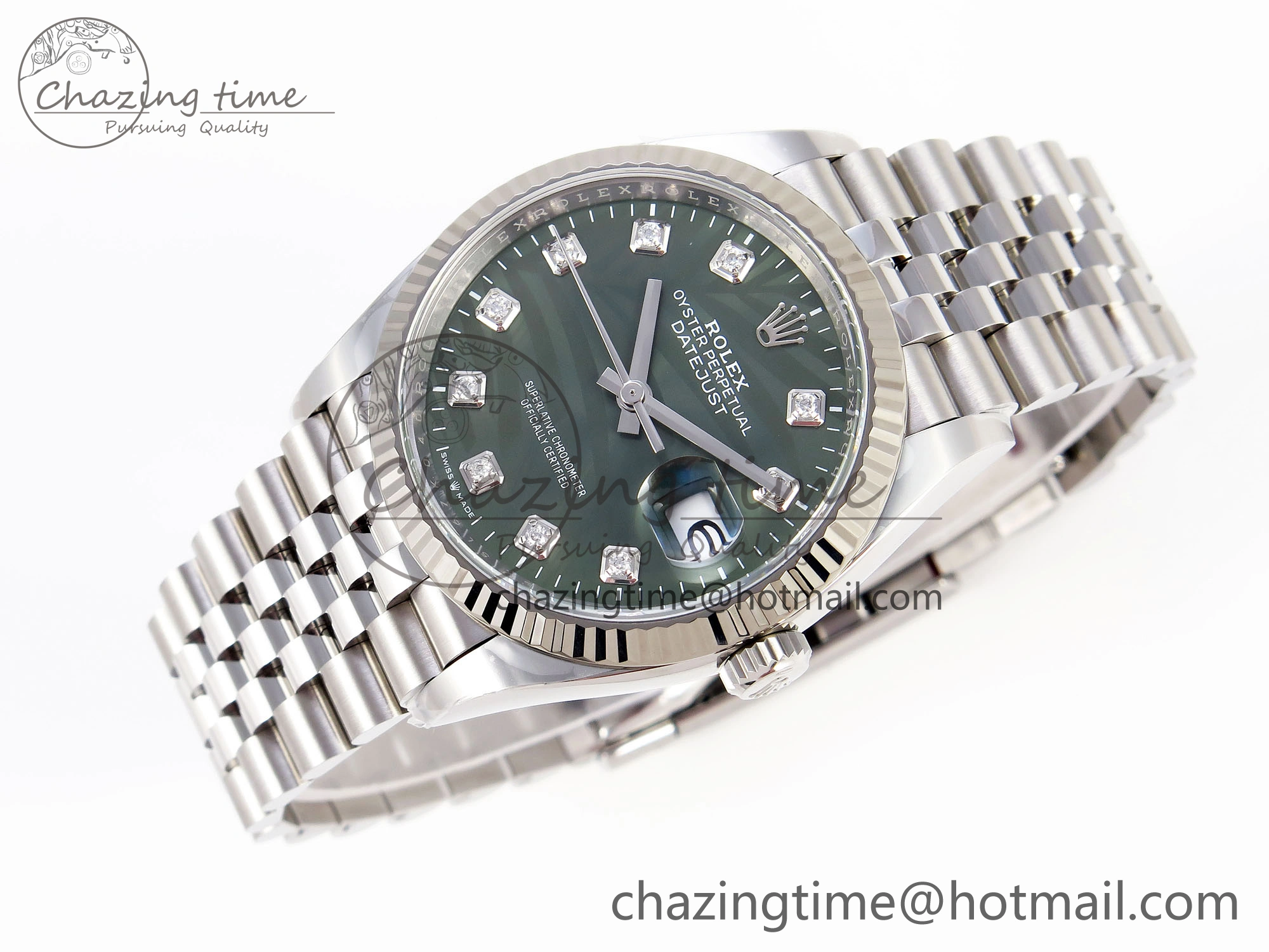 DateJust 36 126234 Clean 1:1 Best Edition 904L Steel Green Leaf Diamonds Dial on Jubilee Bracelet VR3235