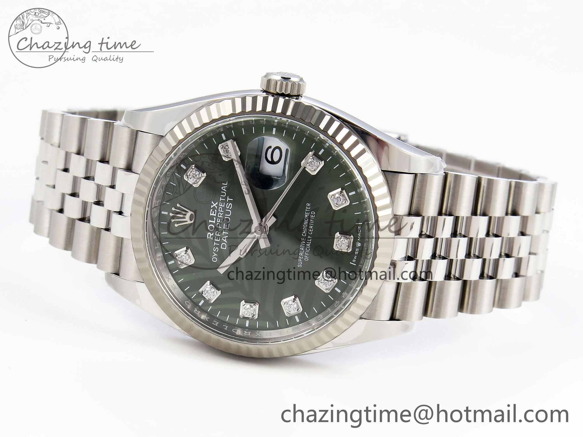 DateJust 36 126234 Clean 1:1 Best Edition 904L Steel Green Leaf Diamonds Dial on Jubilee Bracelet VR3235