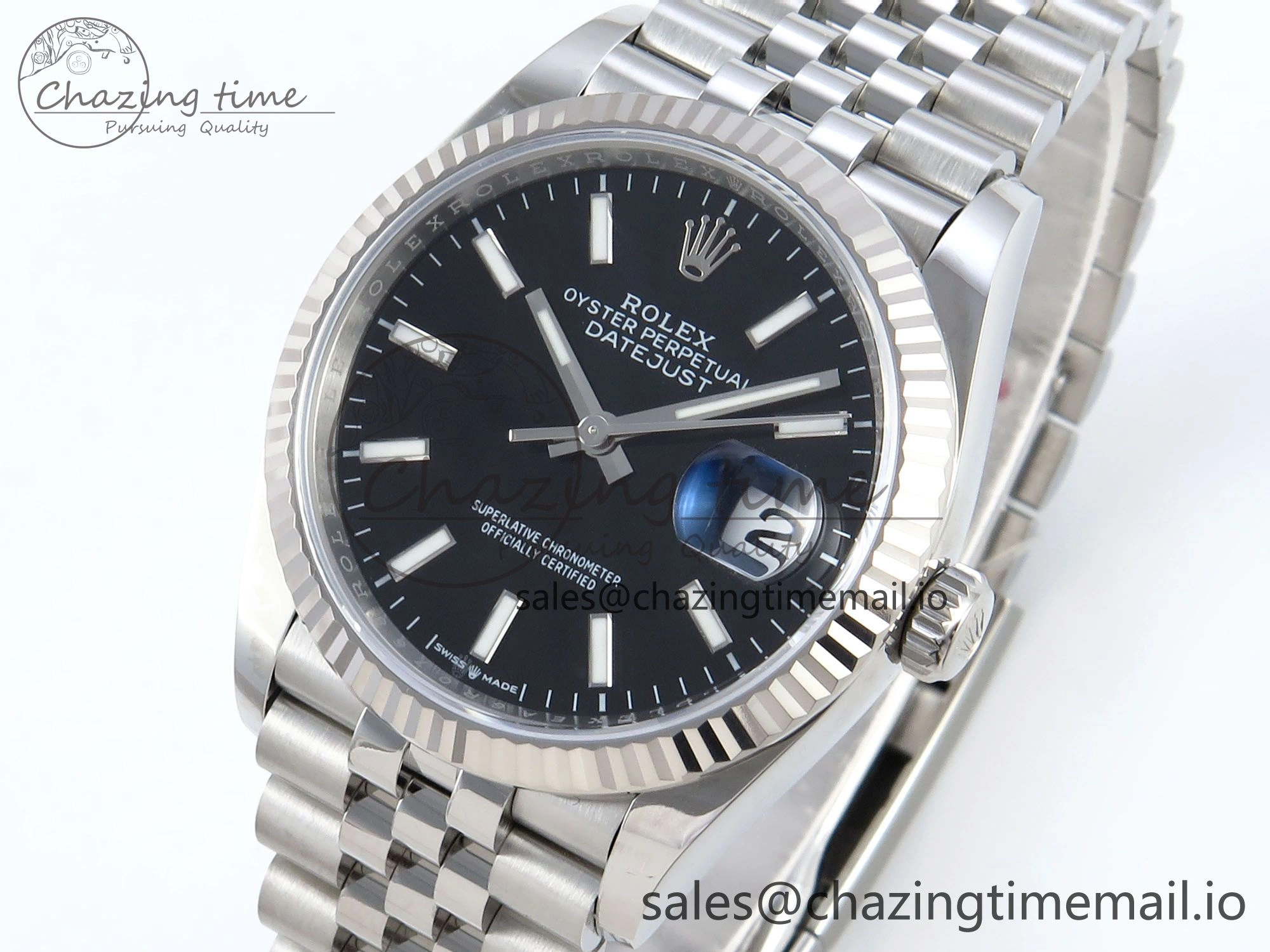 DateJust 36 126234 EWEF Best Edition Black Dial Stick Marker on Jubilee Bracelet A3235