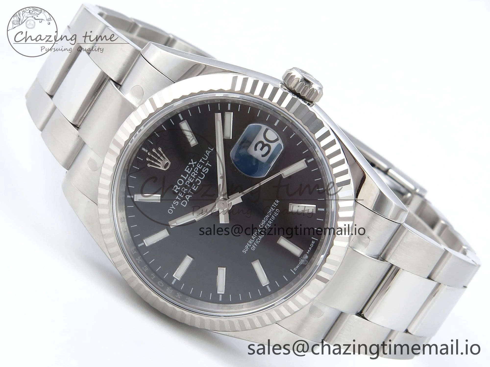 DateJust 36 126234 EWEF Best Edition Black Stick Diamonds Dial on Oyster Bracelet A3235