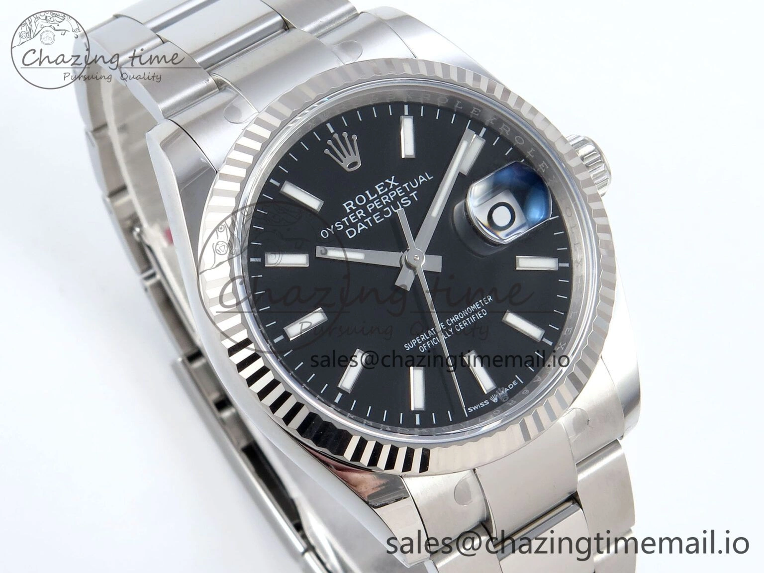 DateJust 36 126234 EWEF Best Edition Black Stick Diamonds Dial on Oyster Bracelet A3235