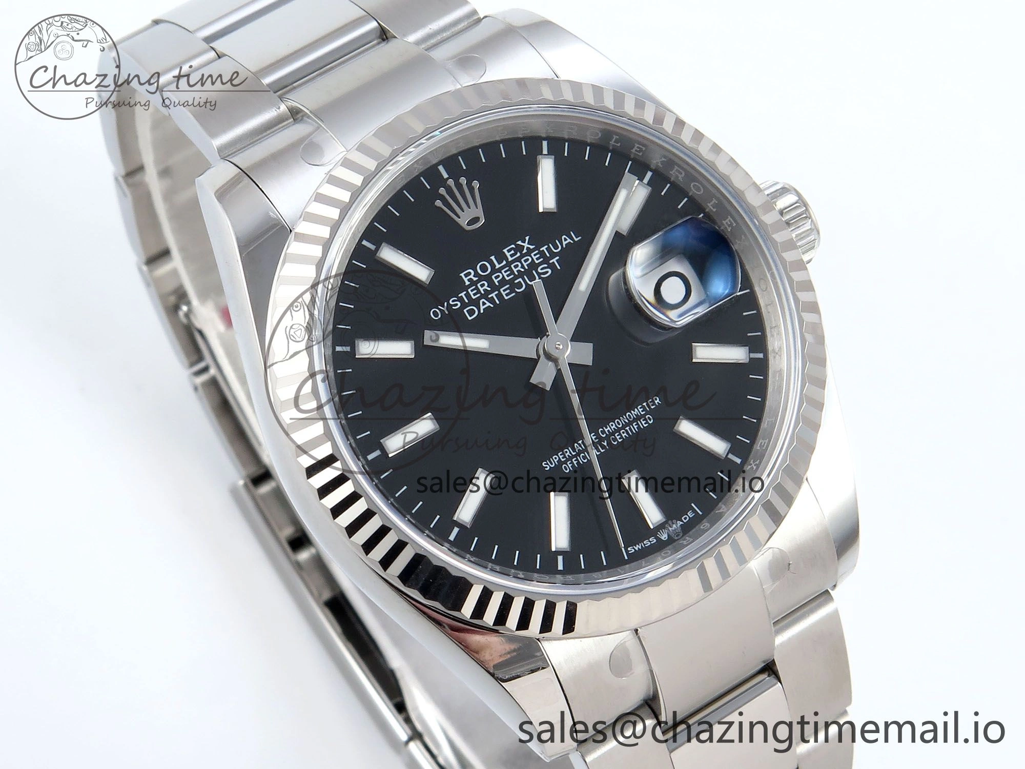 DateJust 36 126234 EWEF Best Edition Black Stick Diamonds Dial on Oyster Bracelet A3235