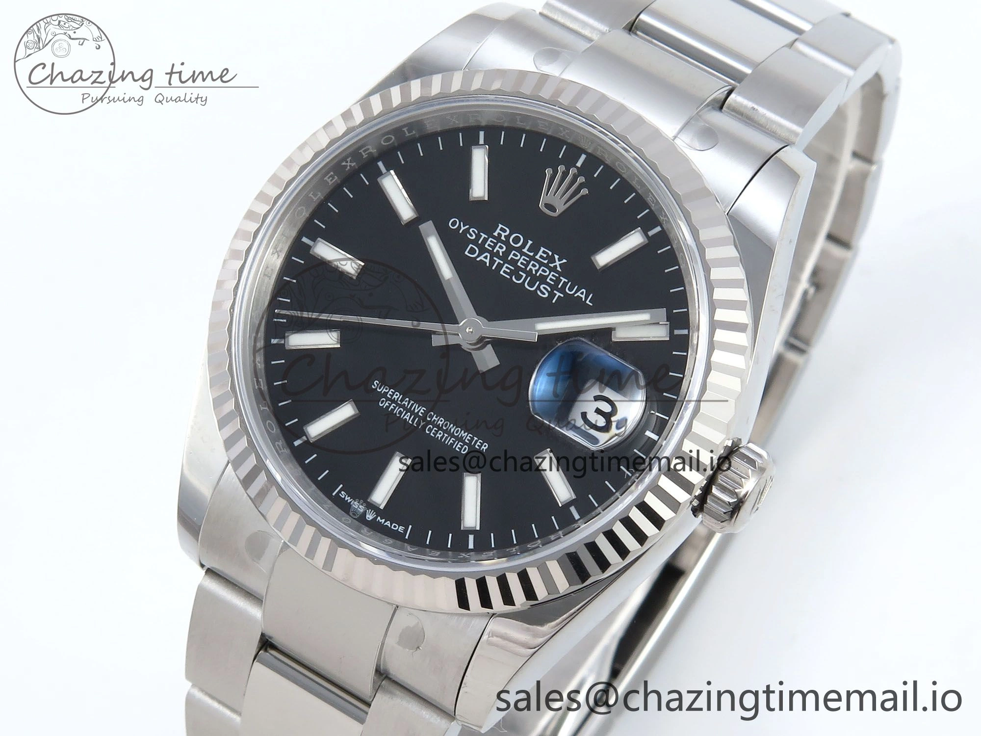 DateJust 36 126234 EWEF Best Edition Black Stick Diamonds Dial on Oyster Bracelet A3235