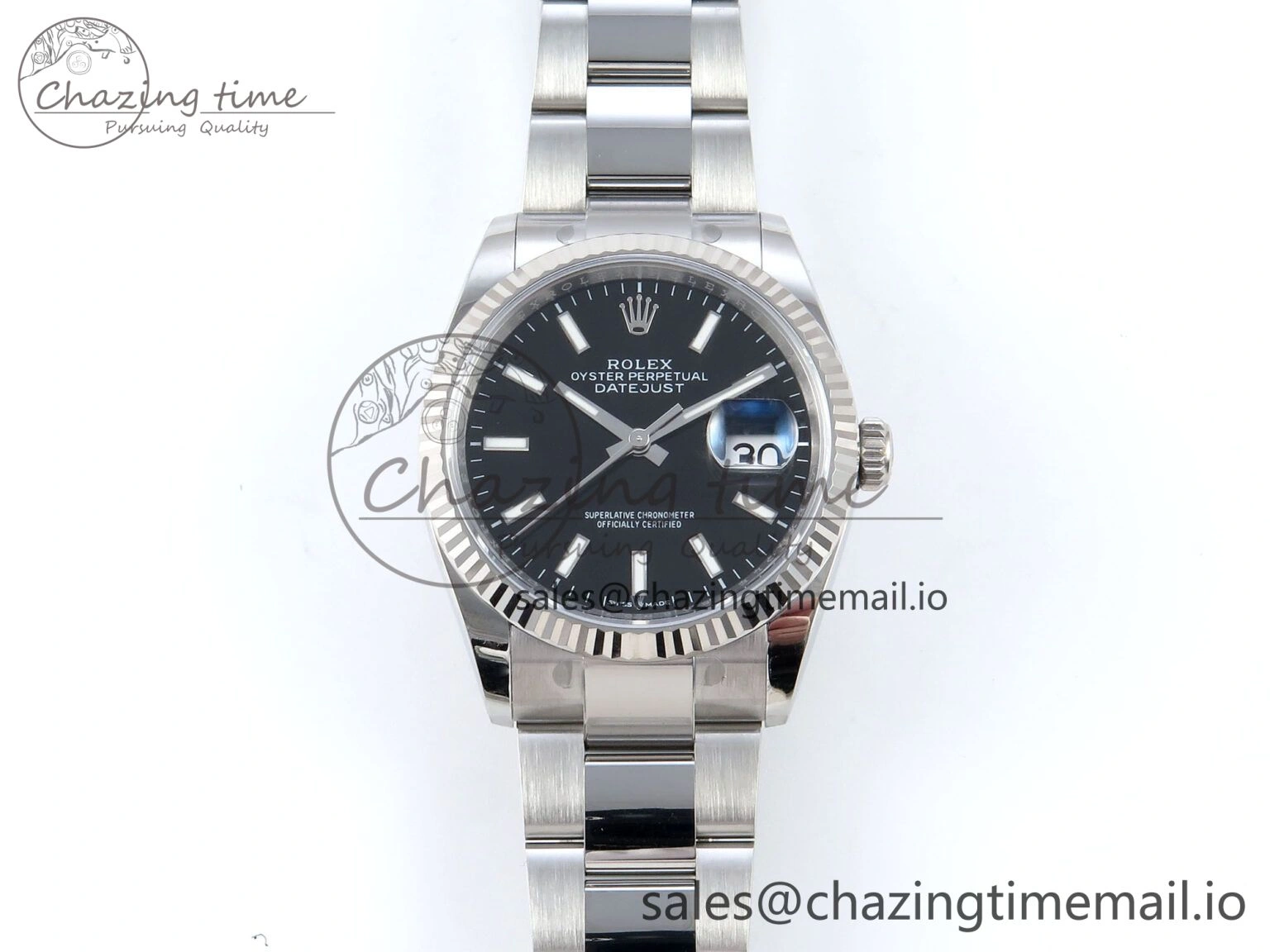 DateJust 36 126234 EWEF Best Edition Black Stick Diamonds Dial on Oyster Bracelet A3235