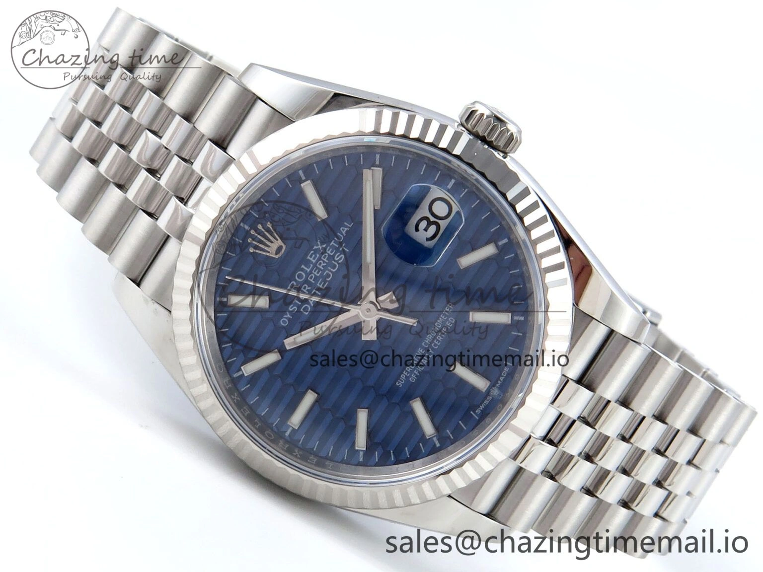 DateJust 36 126234 EWEF Best Edition Blue Textured Dial Stick Marker on Jubilee Bracelet A3235