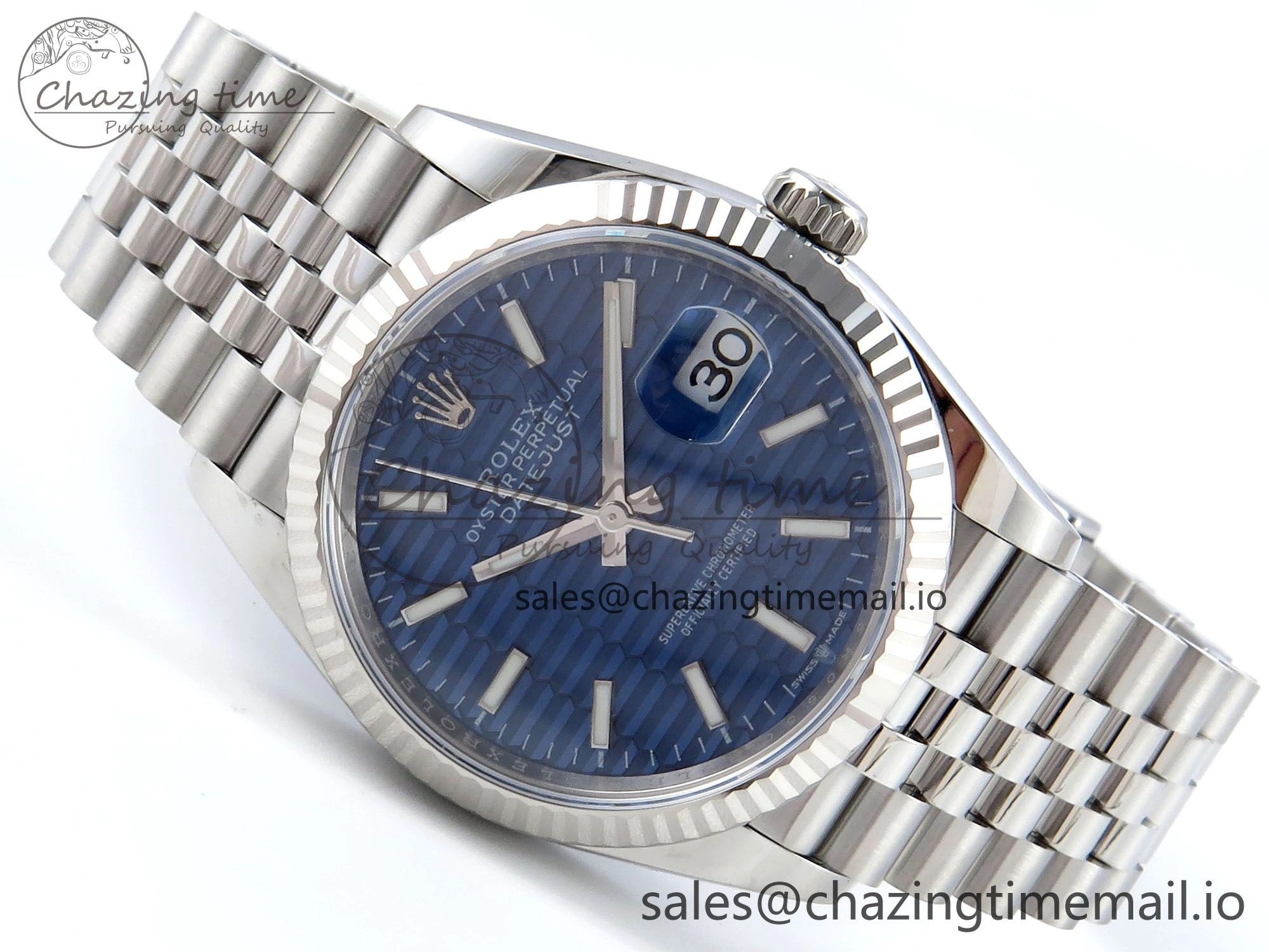 DateJust 36 126234 EWEF Best Edition Blue Textured Dial Stick Marker on Jubilee Bracelet A3235