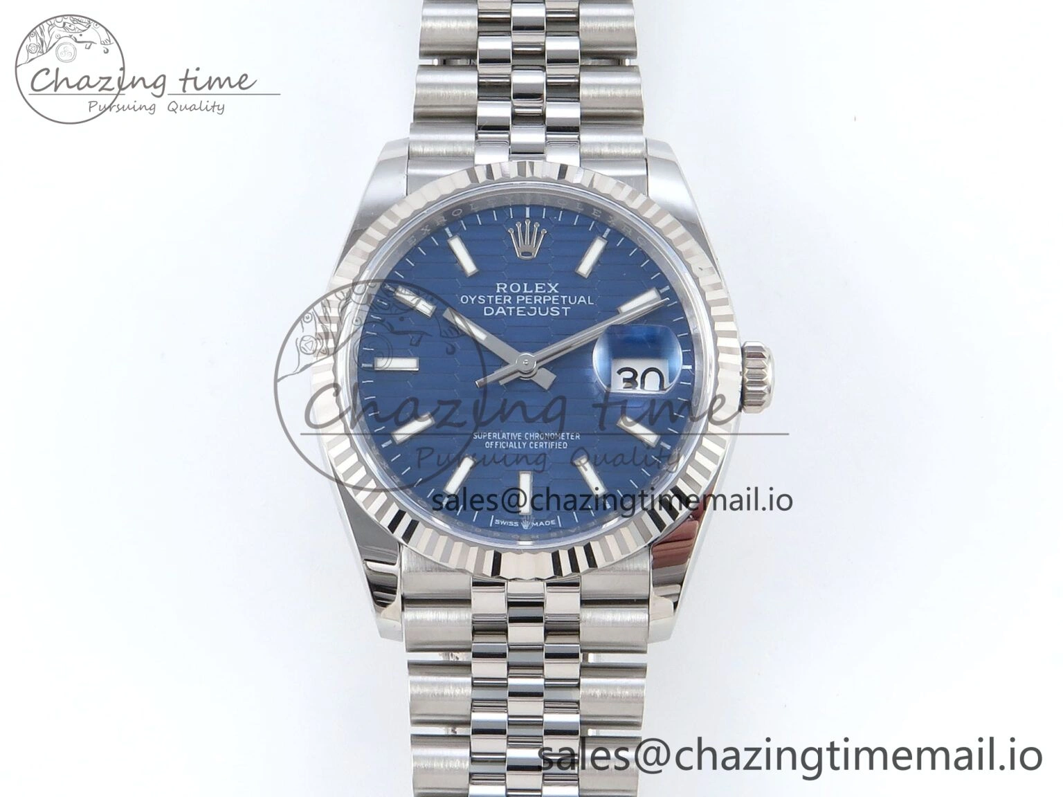DateJust 36 126234 EWEF Best Edition Blue Textured Dial Stick Marker on Jubilee Bracelet A3235