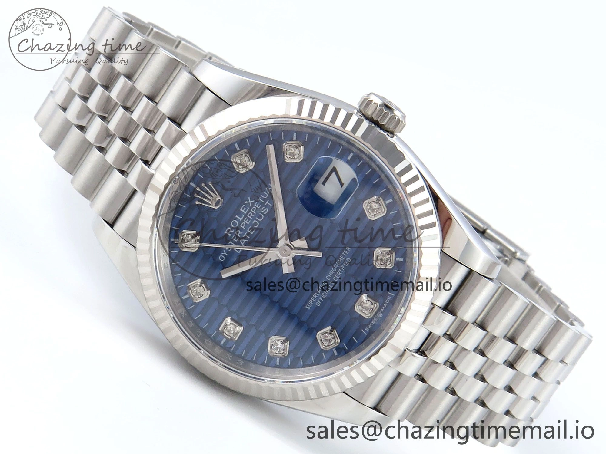 DateJust 36 126234 EWEF Best Edition Blue Textured Diamonds Dial on Jubilee Bracelet A3235