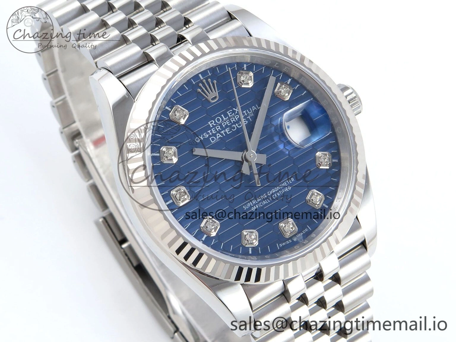 DateJust 36 126234 EWEF Best Edition Blue Textured Diamonds Dial on Jubilee Bracelet A3235
