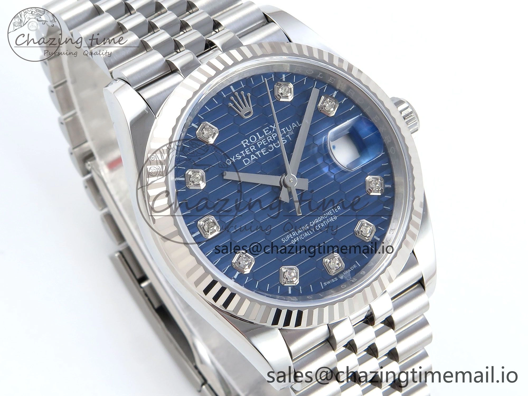 DateJust 36 126234 EWEF Best Edition Blue Textured Diamonds Dial on Jubilee Bracelet A3235