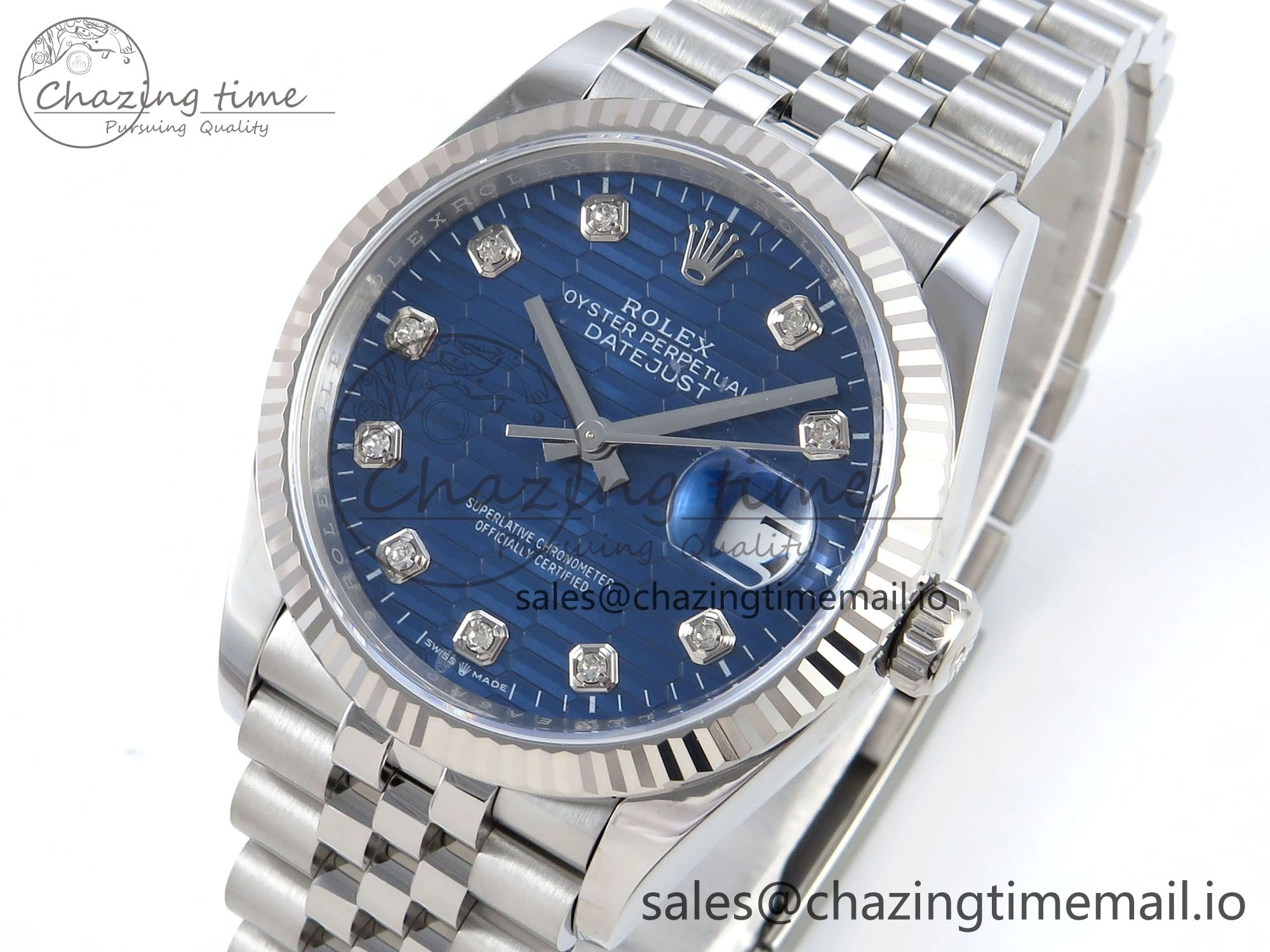 DateJust 36 126234 EWEF Best Edition Blue Textured Diamonds Dial on Jubilee Bracelet A3235