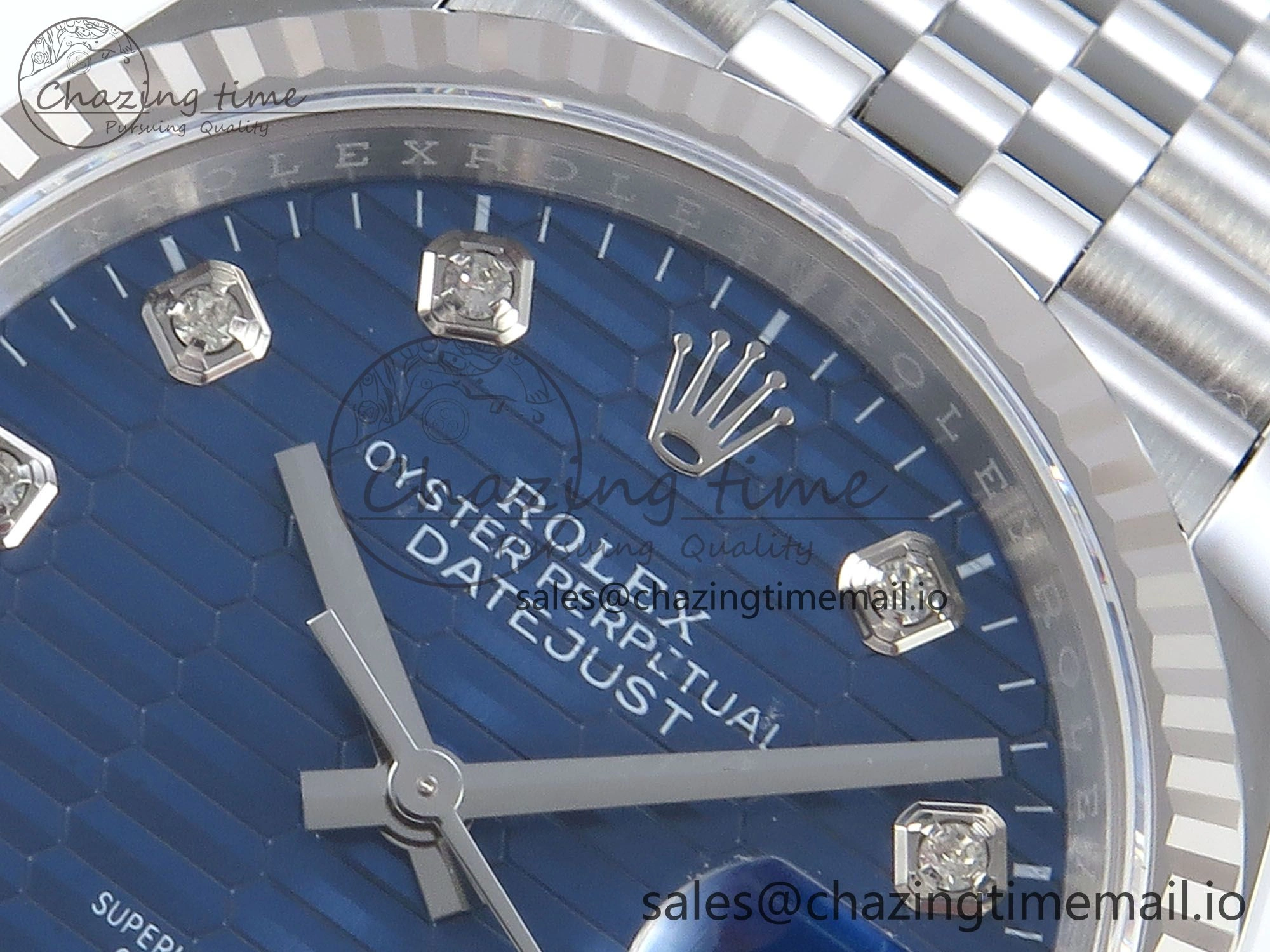 DateJust 36 126234 EWEF Best Edition Blue Textured Diamonds Dial on Jubilee Bracelet A3235