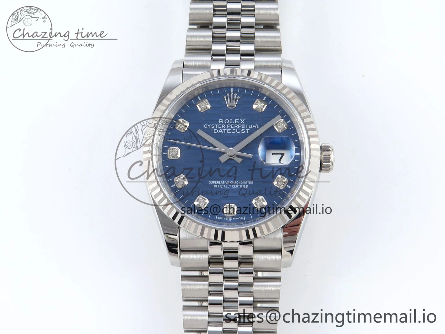 DateJust 36 126234 EWEF Best Edition Blue Textured Diamonds Dial on Jubilee Bracelet A3235