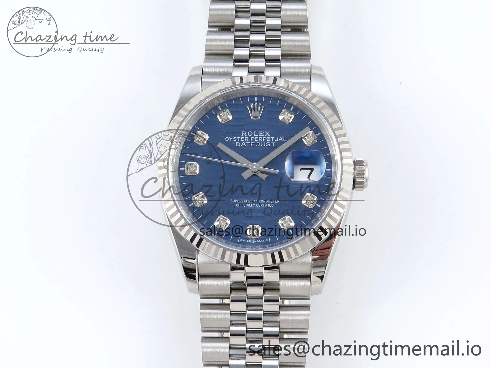 DateJust 36 126234 EWEF Best Edition Blue Textured Diamonds Dial on Jubilee Bracelet A3235