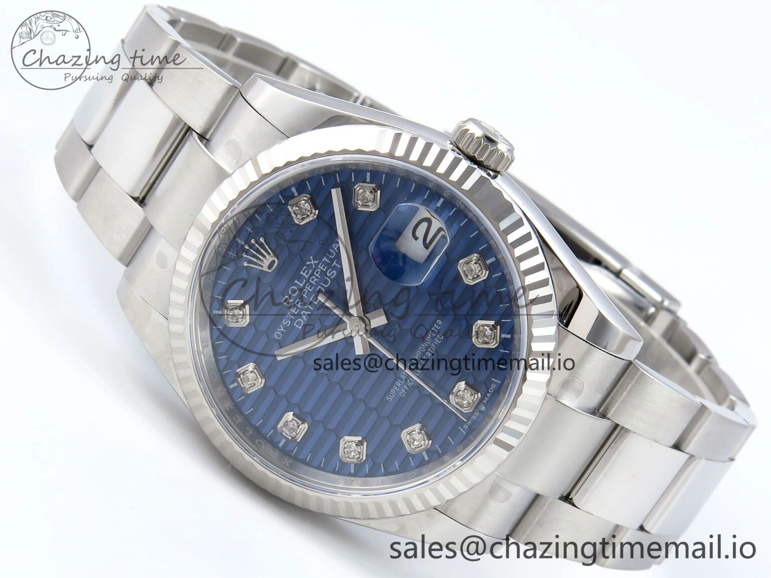 DateJust 36 126234 EWEF Best Edition Blue Textured Diamonds Dial on Oyster Bracelet A3235