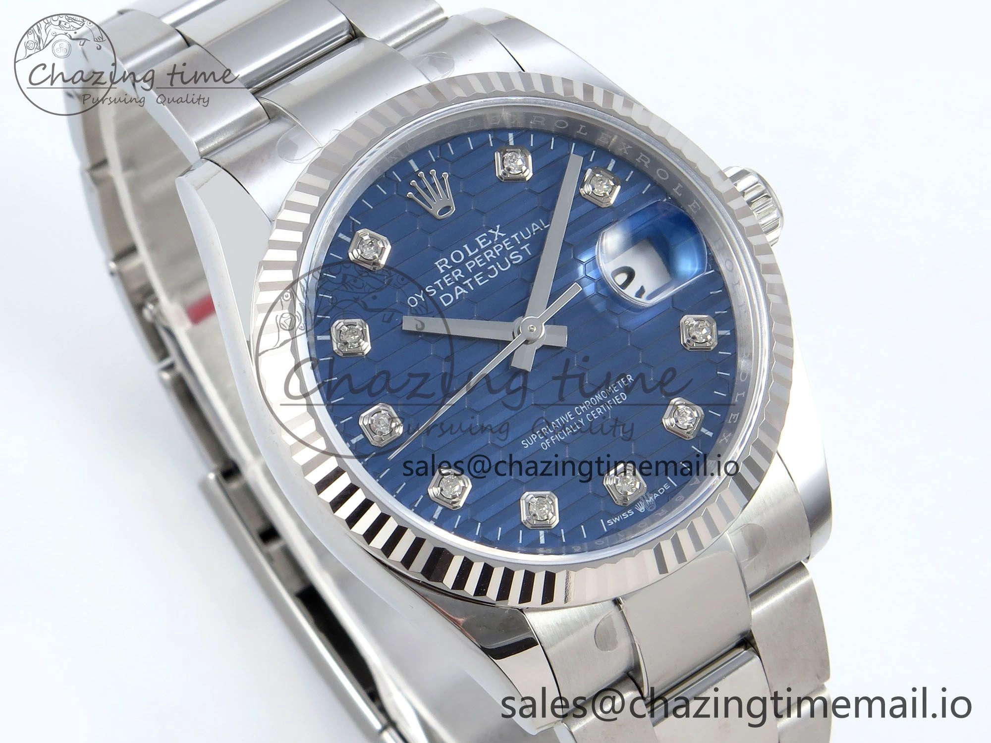 DateJust 36 126234 EWEF Best Edition Blue Textured Diamonds Dial on Oyster Bracelet A3235