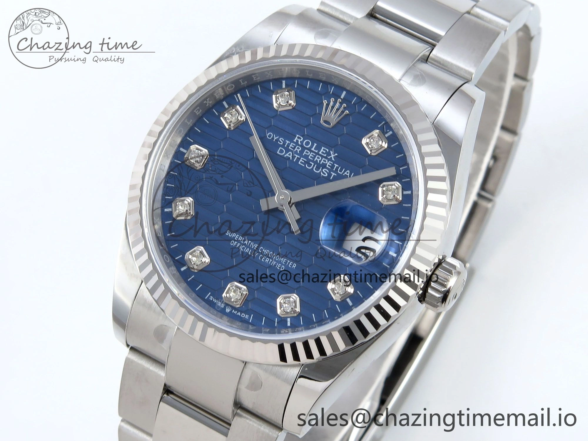 DateJust 36 126234 EWEF Best Edition Blue Textured Diamonds Dial on Oyster Bracelet A3235
