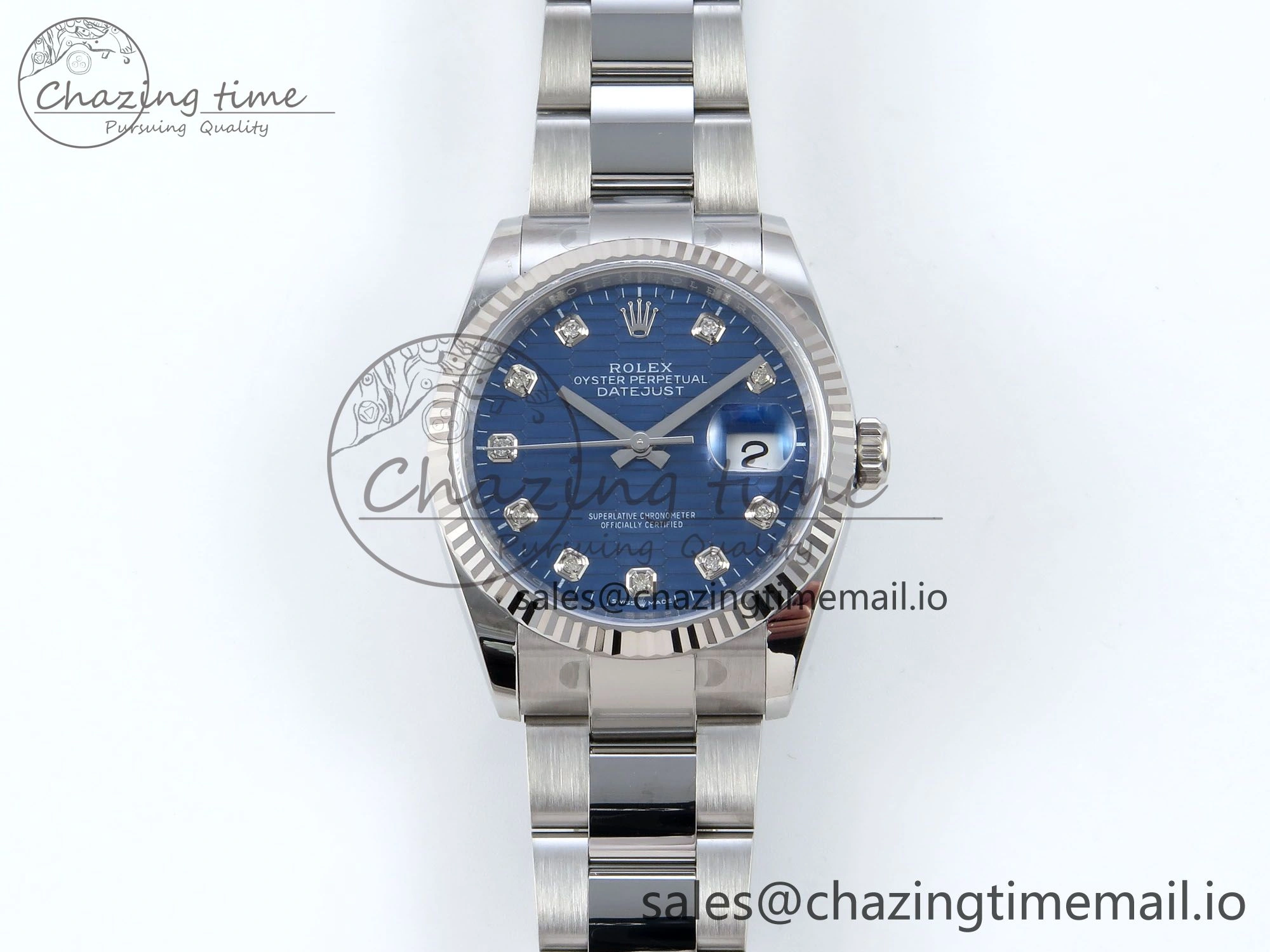 DateJust 36 126234 EWEF Best Edition Blue Textured Diamonds Dial on Oyster Bracelet A3235