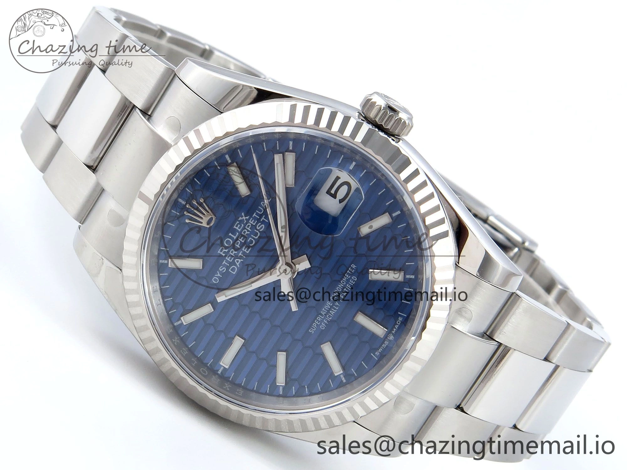 DateJust 36 126234 EWEF Best Edition Blue Textured Stick Dial on Oyster Bracelet A3235
