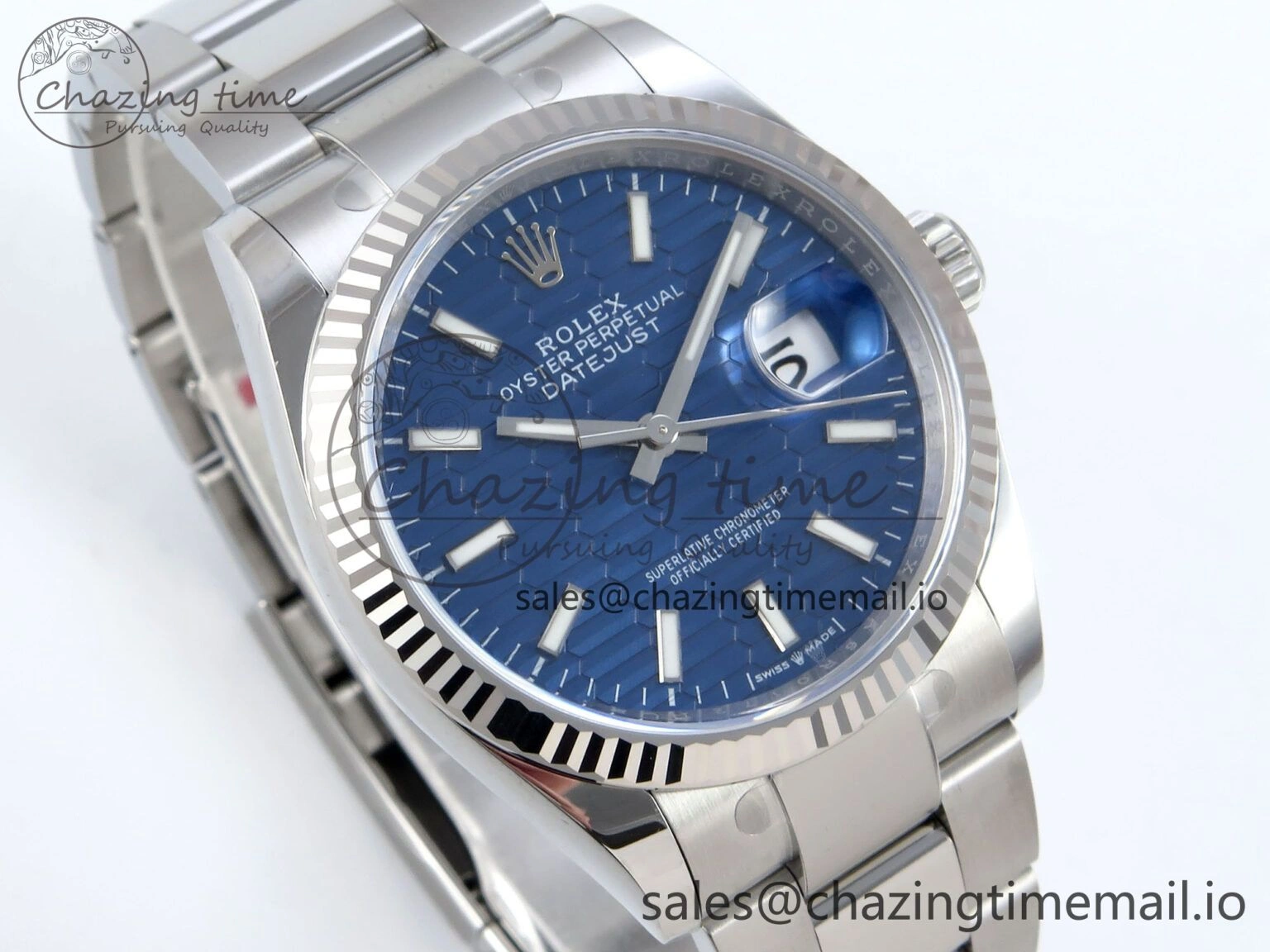 DateJust 36 126234 EWEF Best Edition Blue Textured Stick Dial on Oyster Bracelet A3235