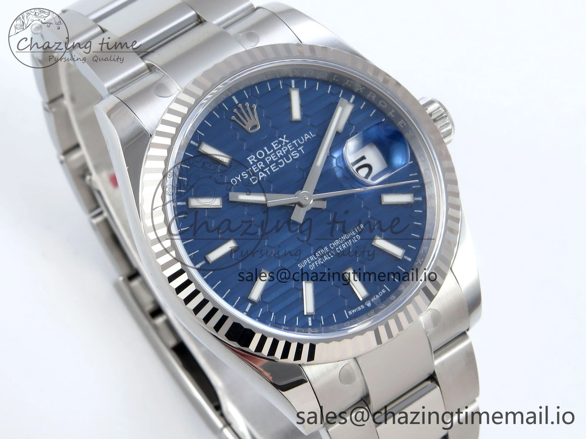DateJust 36 126234 EWEF Best Edition Blue Textured Stick Dial on Oyster Bracelet A3235