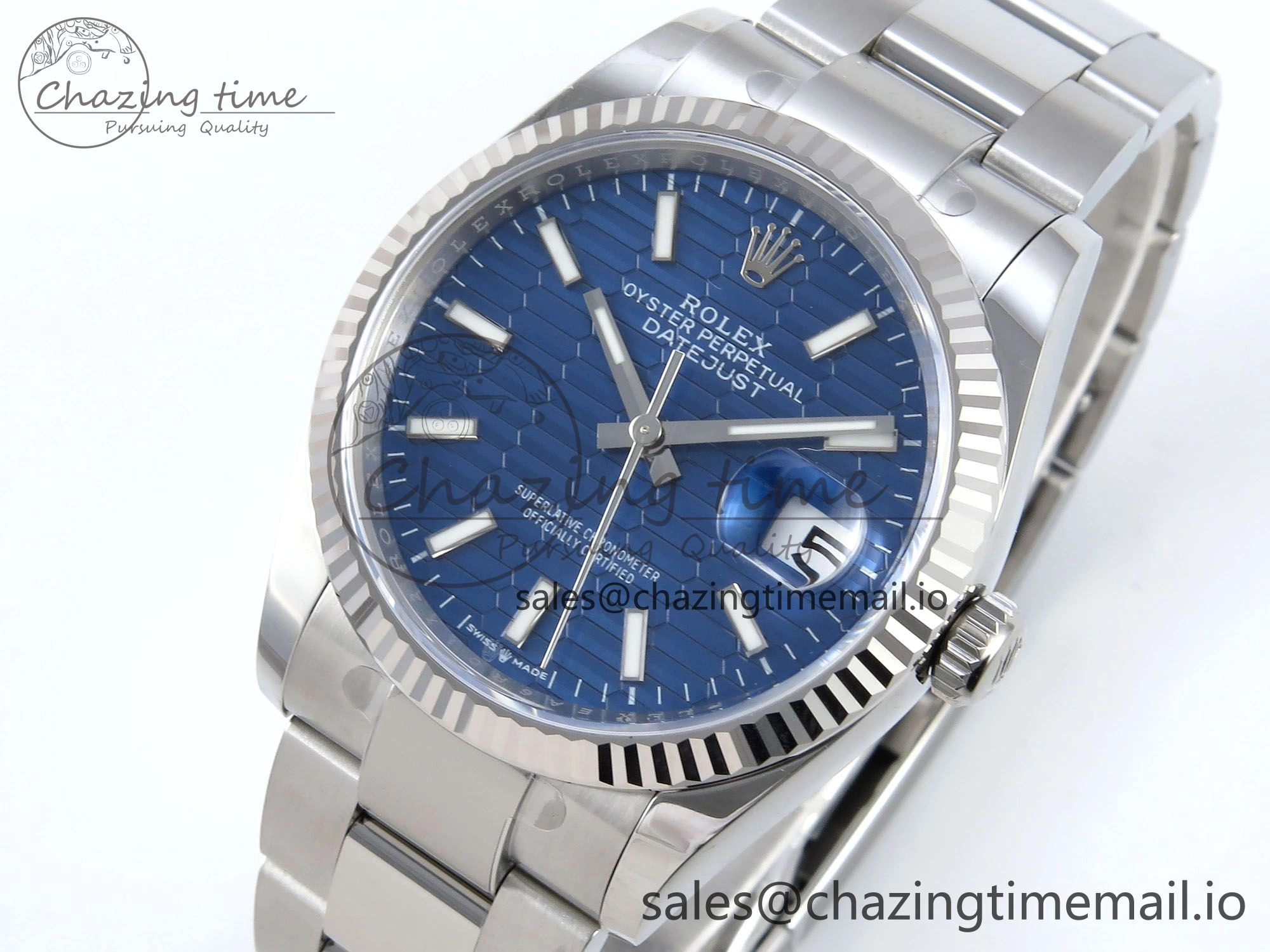 DateJust 36 126234 EWEF Best Edition Blue Textured Stick Dial on Oyster Bracelet A3235