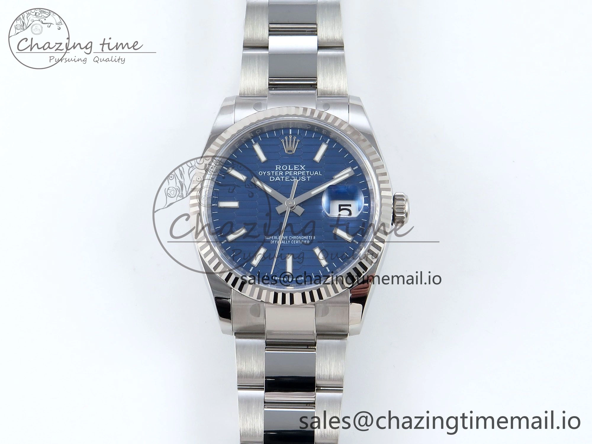 DateJust 36 126234 EWEF Best Edition Blue Textured Stick Dial on Oyster Bracelet A3235