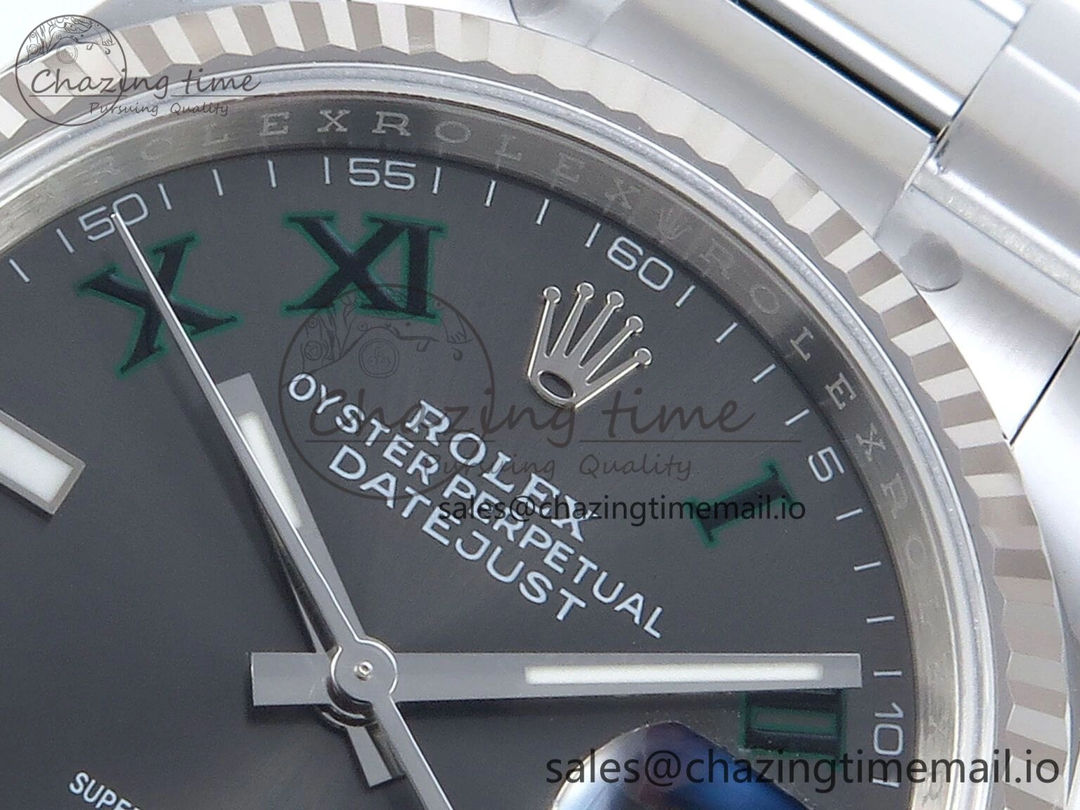 DateJust 36 126234 EWEF Best Edition Gray Dial Green Roman Marker on Oyster Bracelet A3235