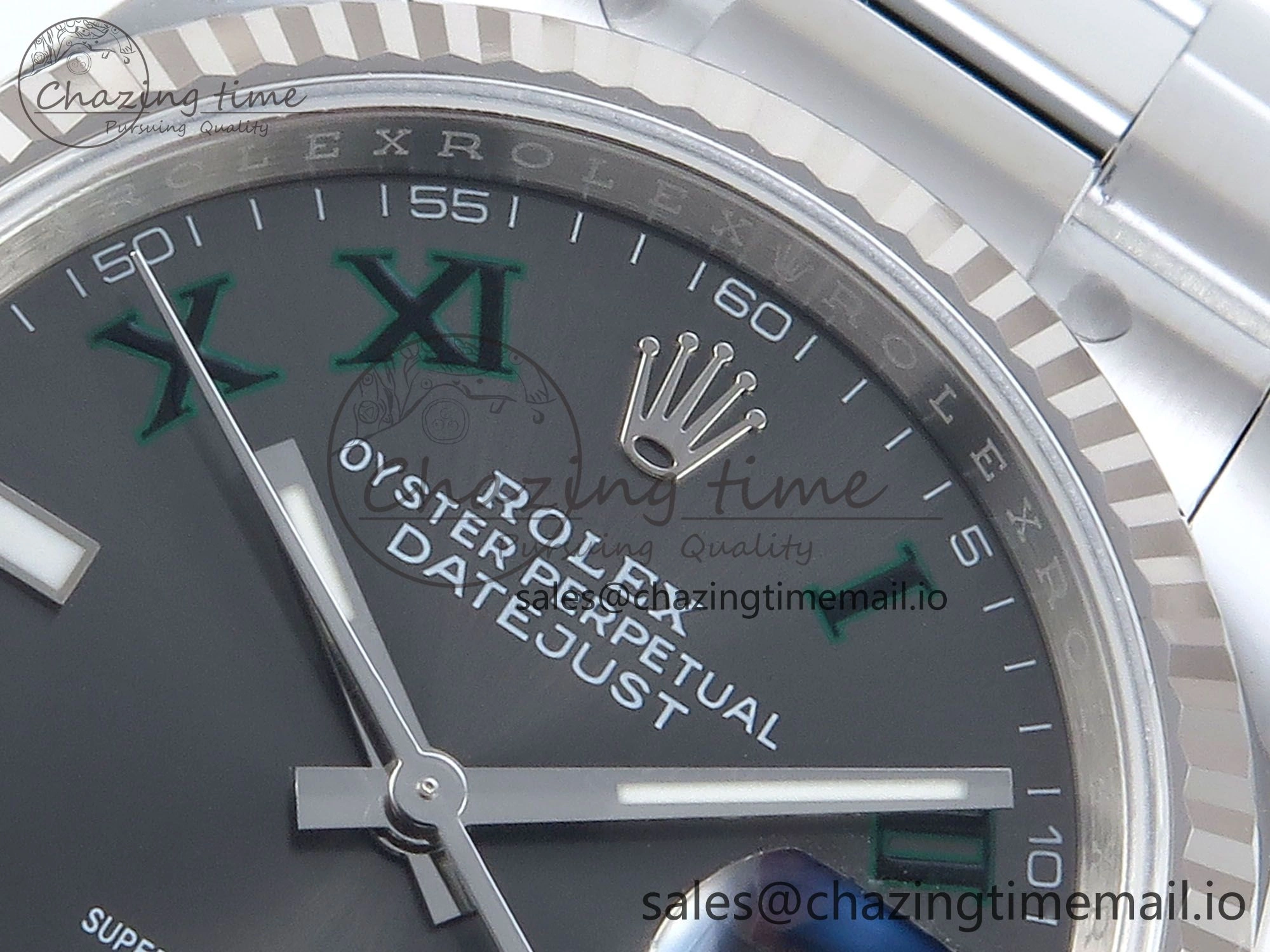 DateJust 36 126234 EWEF Best Edition Gray Dial Green Roman Marker on Oyster Bracelet A3235