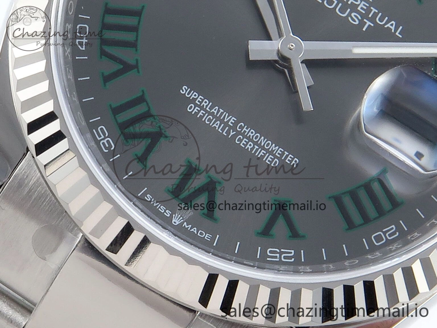 DateJust 36 126234 EWEF Best Edition Gray Dial Green Roman Marker on Oyster Bracelet A3235