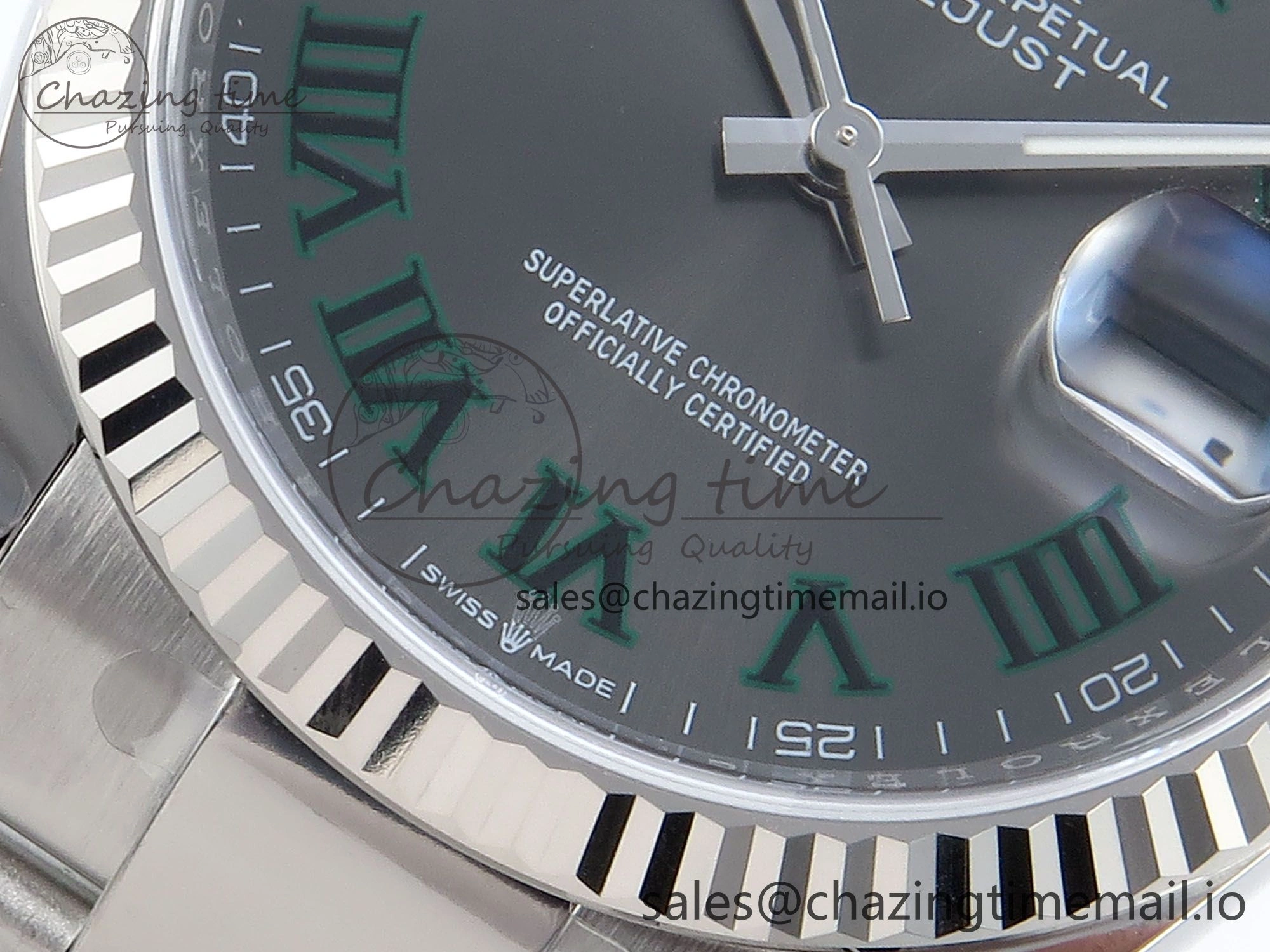 DateJust 36 126234 EWEF Best Edition Gray Dial Green Roman Marker on Oyster Bracelet A3235