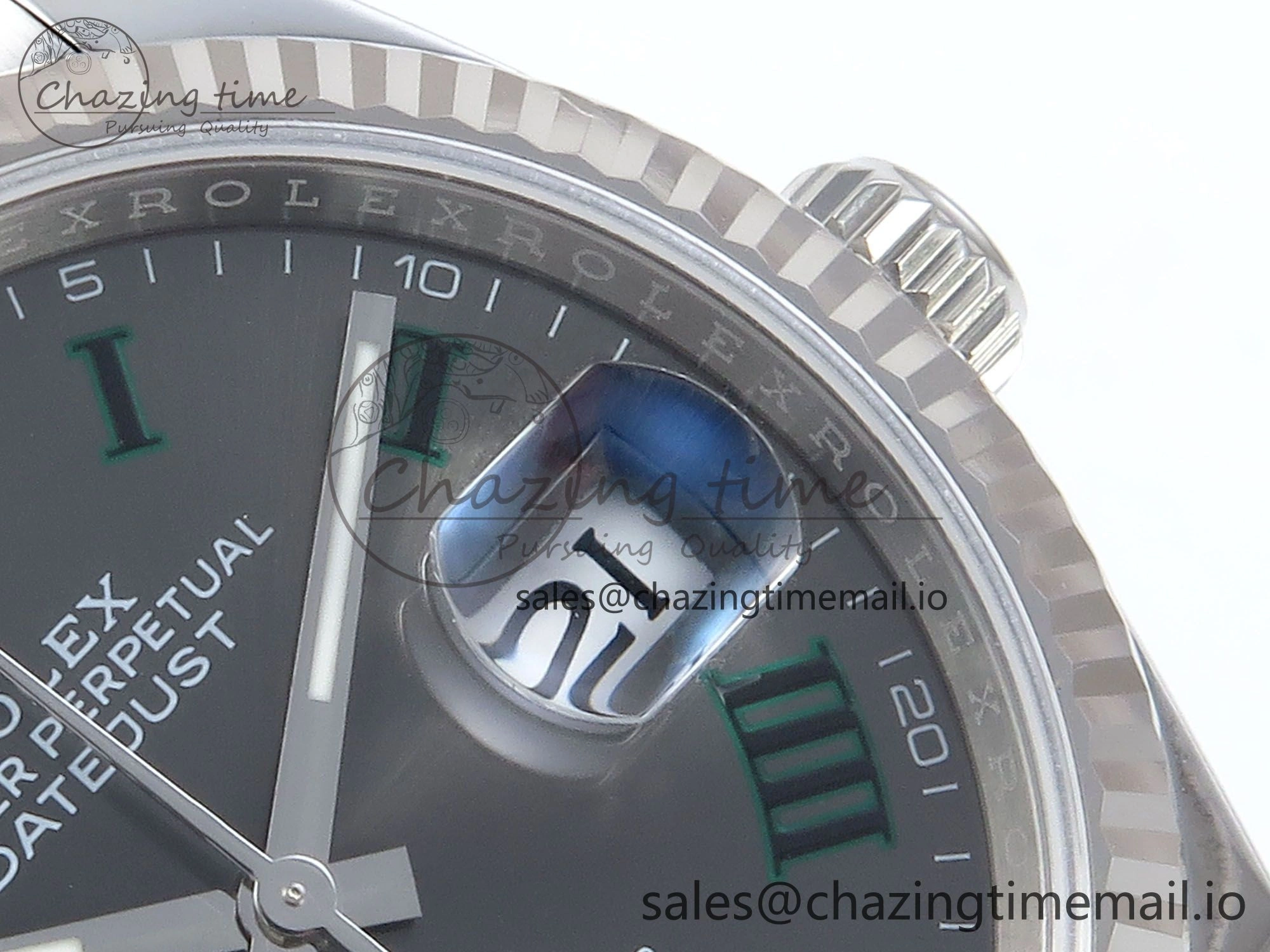 DateJust 36 126234 EWEF Best Edition Gray Dial Green Roman Marker on Oyster Bracelet A3235