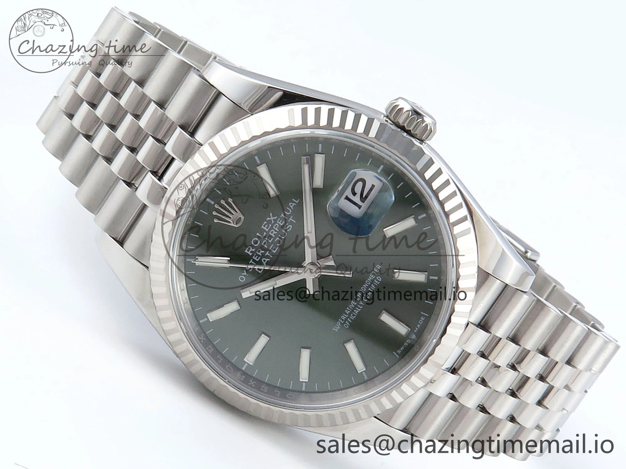 DateJust 36 126234 EWEF Best Edition Green Dial Stick Marker on Jubilee Bracelet A3235