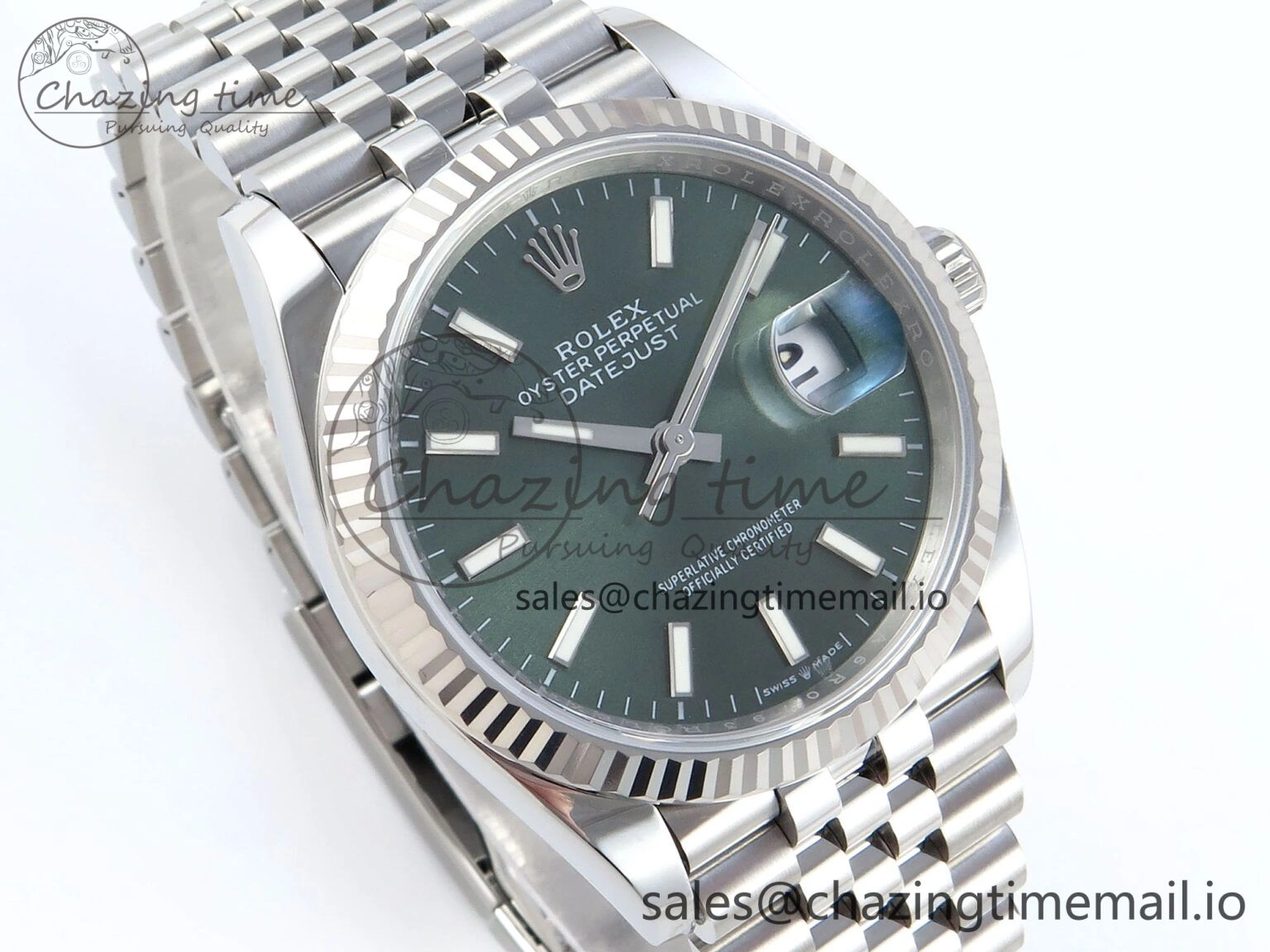 DateJust 36 126234 EWEF Best Edition Green Dial Stick Marker on Jubilee Bracelet A3235