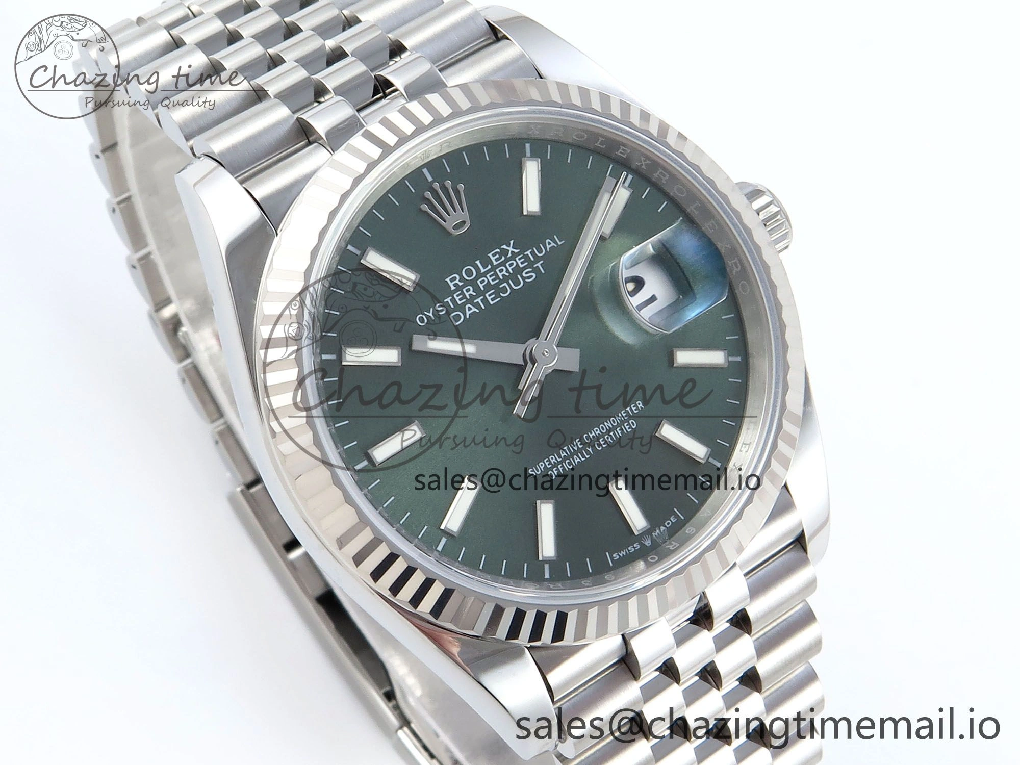 DateJust 36 126234 EWEF Best Edition Green Dial Stick Marker on Jubilee Bracelet A3235
