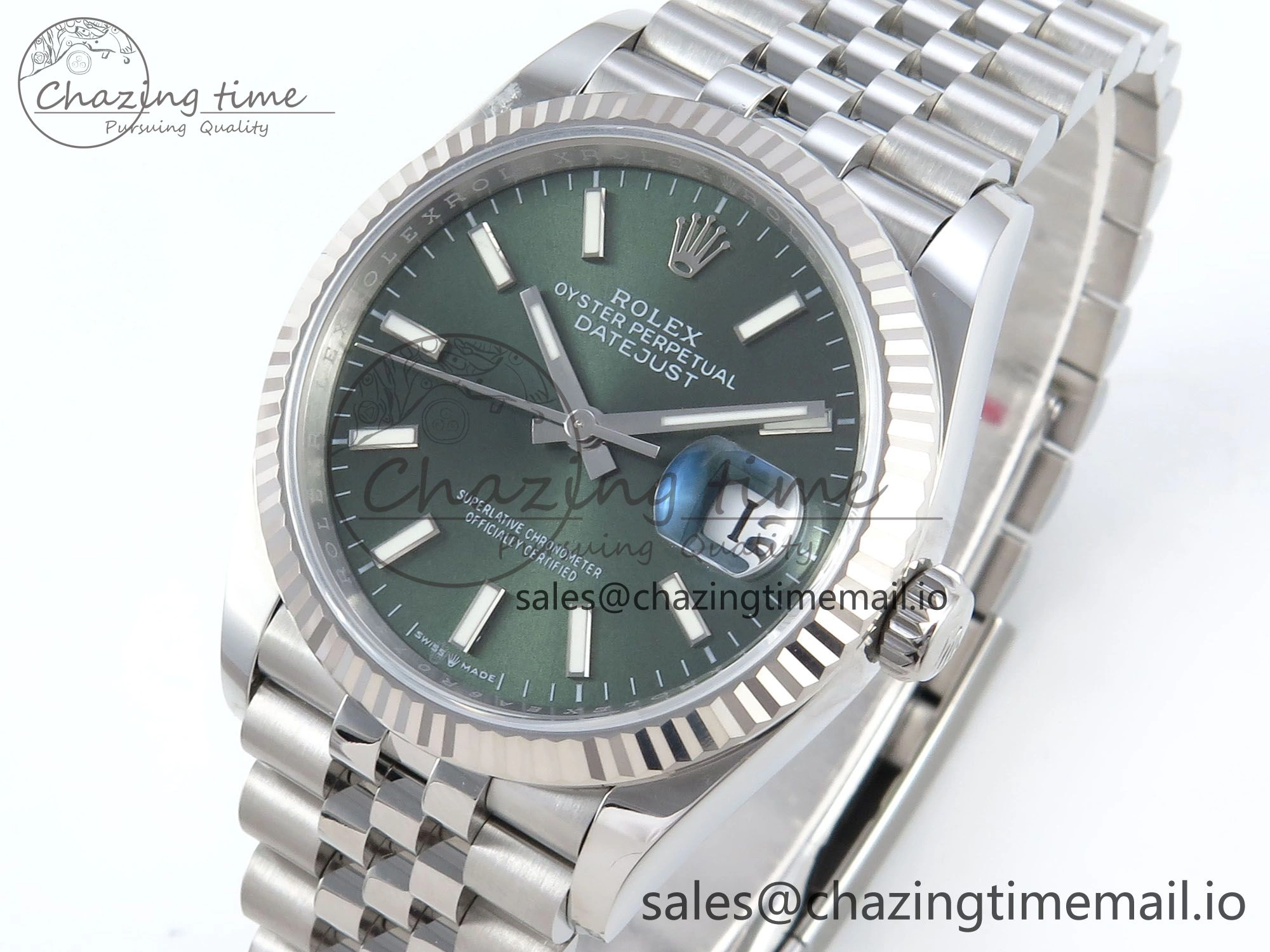 DateJust 36 126234 EWEF Best Edition Green Dial Stick Marker on Jubilee Bracelet A3235