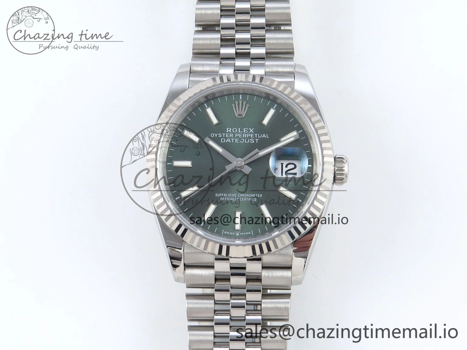 DateJust 36 126234 EWEF Best Edition Green Dial Stick Marker on Jubilee Bracelet A3235