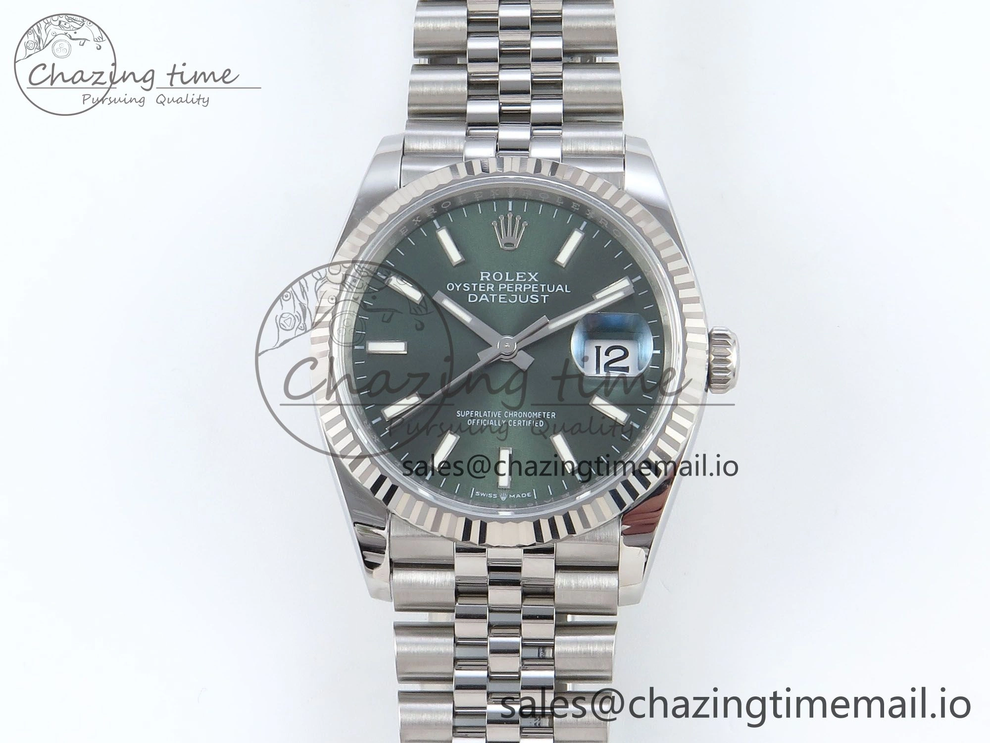 DateJust 36 126234 EWEF Best Edition Green Dial Stick Marker on Jubilee Bracelet A3235