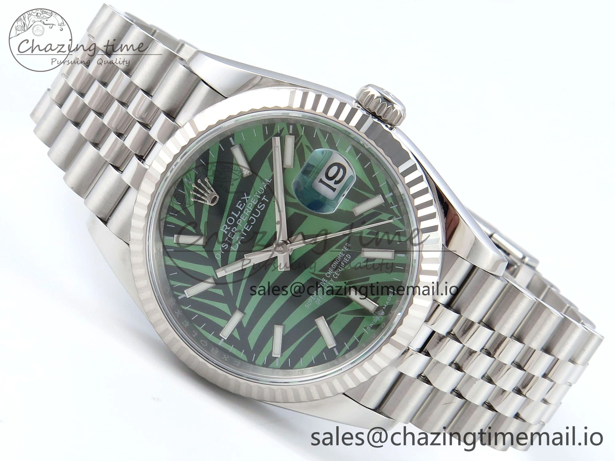 DateJust 36 126234 EWEF Best Edition Green Leaf Dial Stick Marker on Jubilee Bracelet A3235