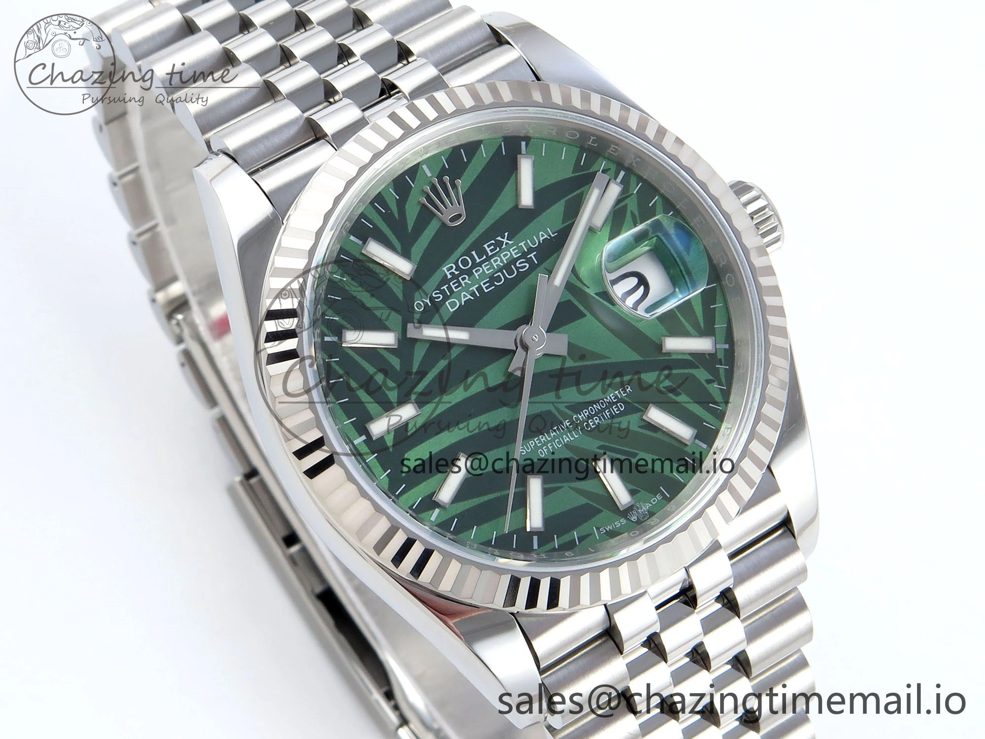 DateJust 36 126234 EWEF Best Edition Green Leaf Dial Stick Marker on Jubilee Bracelet A3235