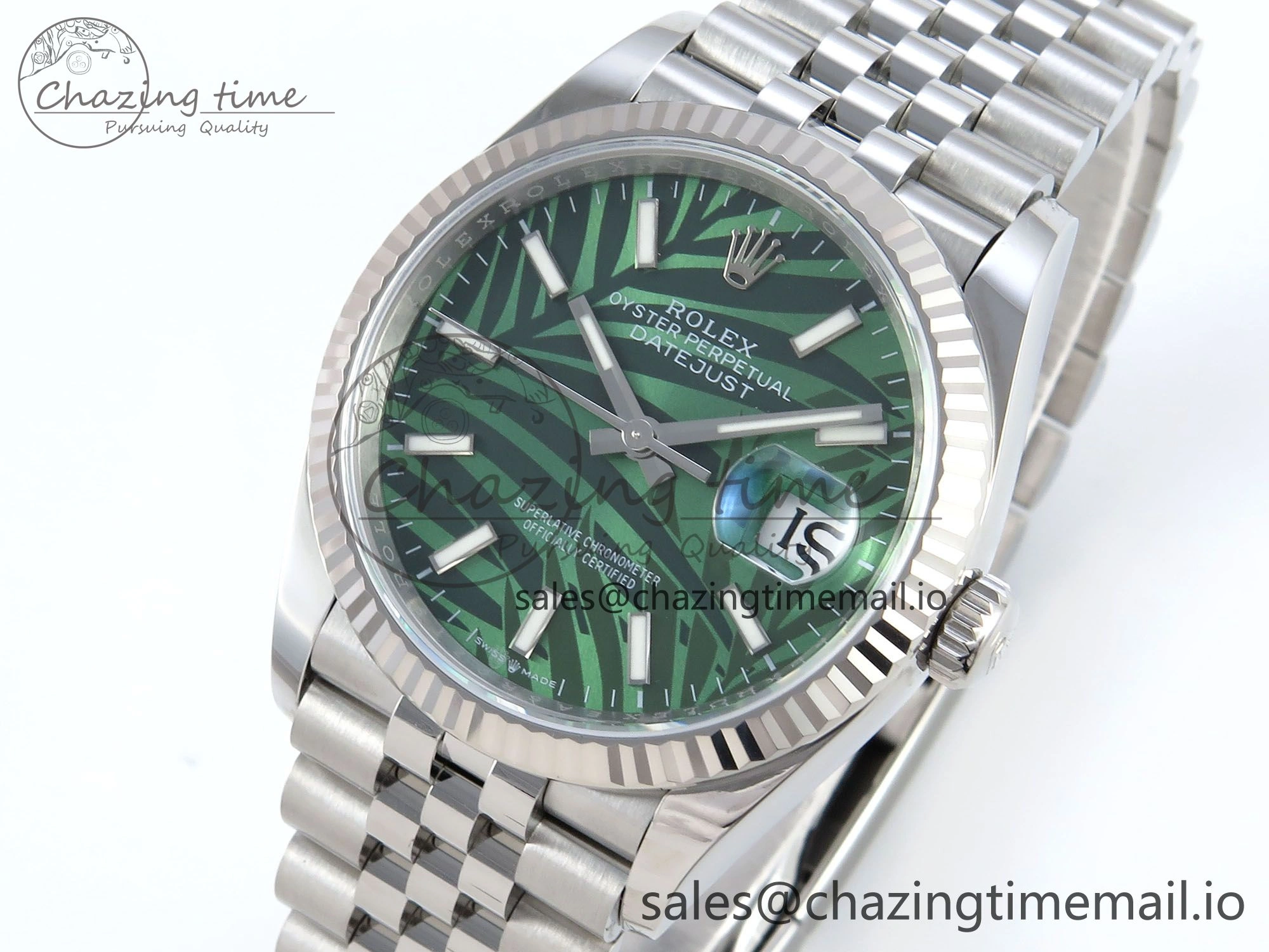 DateJust 36 126234 EWEF Best Edition Green Leaf Dial Stick Marker on Jubilee Bracelet A3235