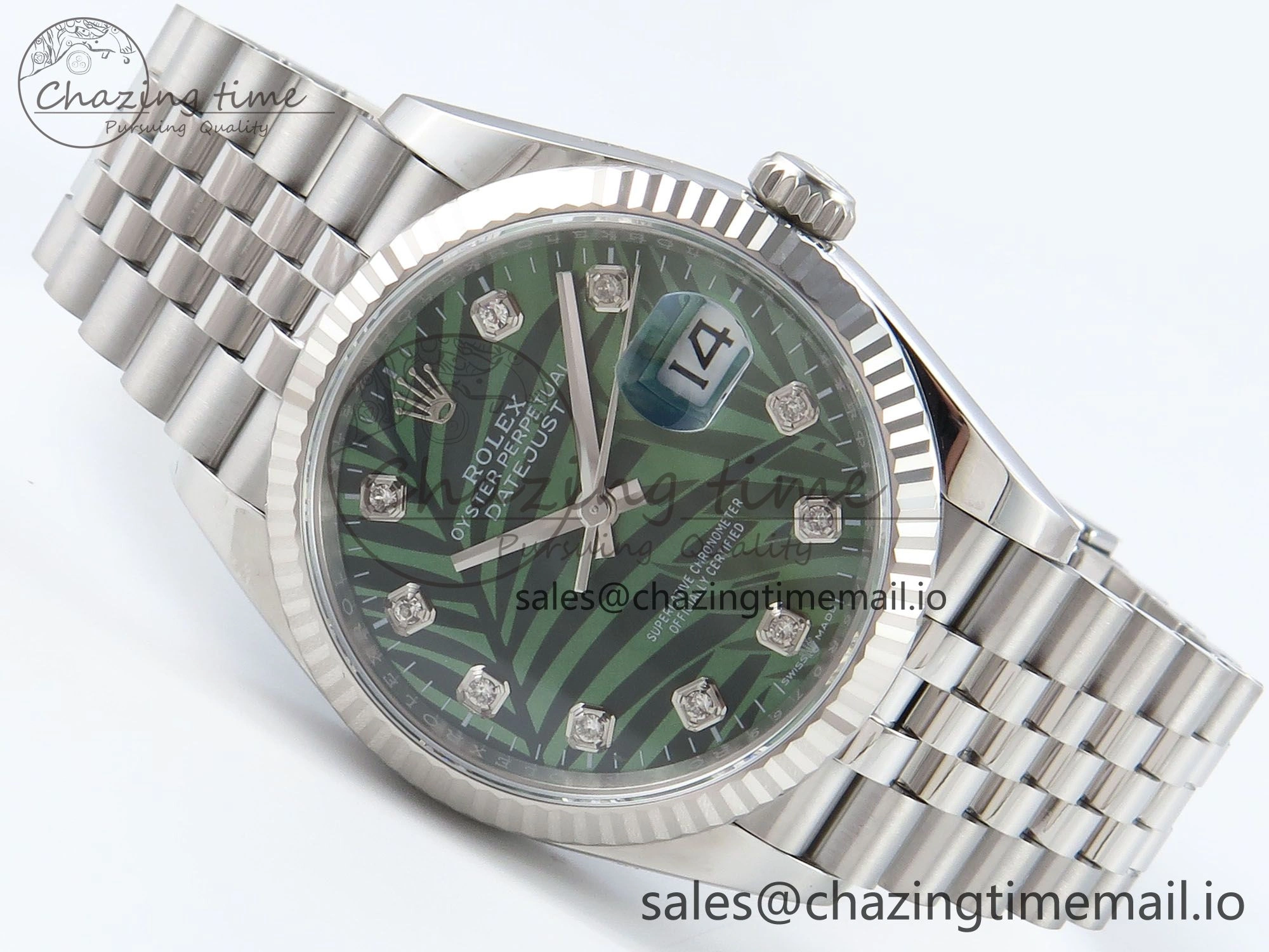DateJust 36 126234 EWEF Best Edition Green Leaf Diamonds Dial on Jubilee Bracelet A3235
