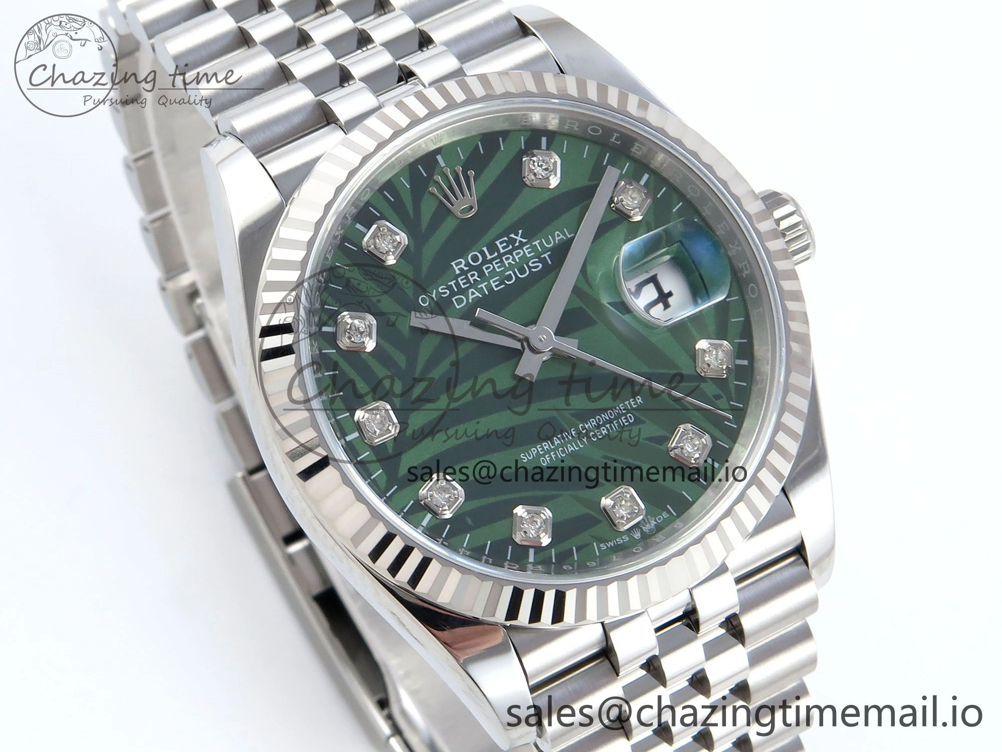 DateJust 36 126234 EWEF Best Edition Green Leaf Diamonds Dial on Jubilee Bracelet A3235
