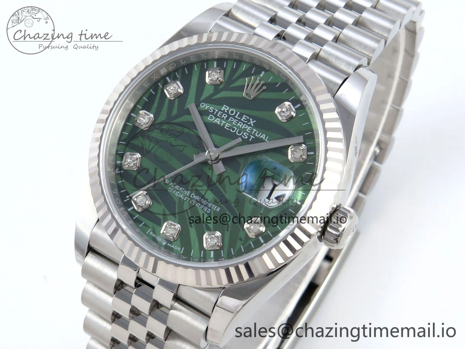 DateJust 36 126234 EWEF Best Edition Green Leaf Diamonds Dial on Jubilee Bracelet A3235
