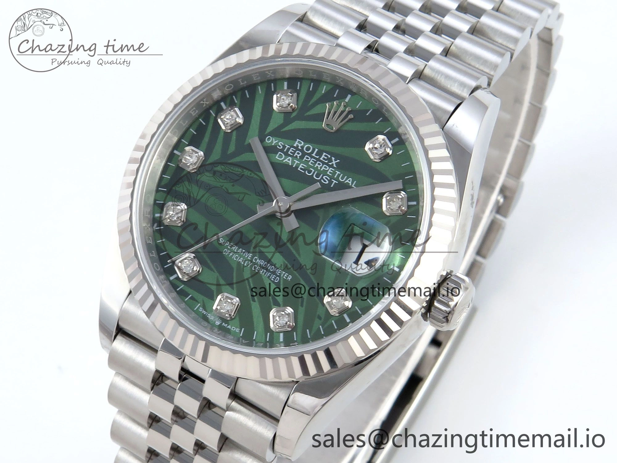 DateJust 36 126234 EWEF Best Edition Green Leaf Diamonds Dial on Jubilee Bracelet A3235