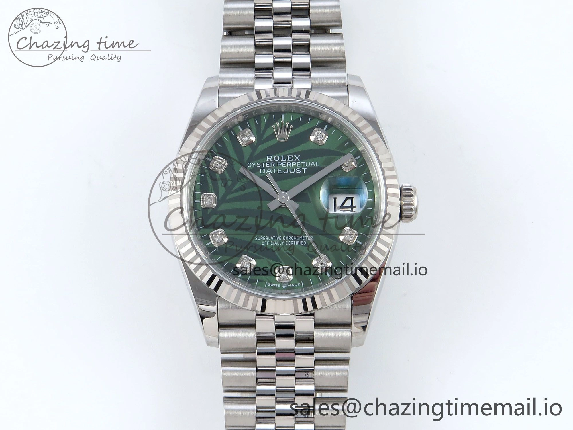 DateJust 36 126234 EWEF Best Edition Green Leaf Diamonds Dial on Jubilee Bracelet A3235