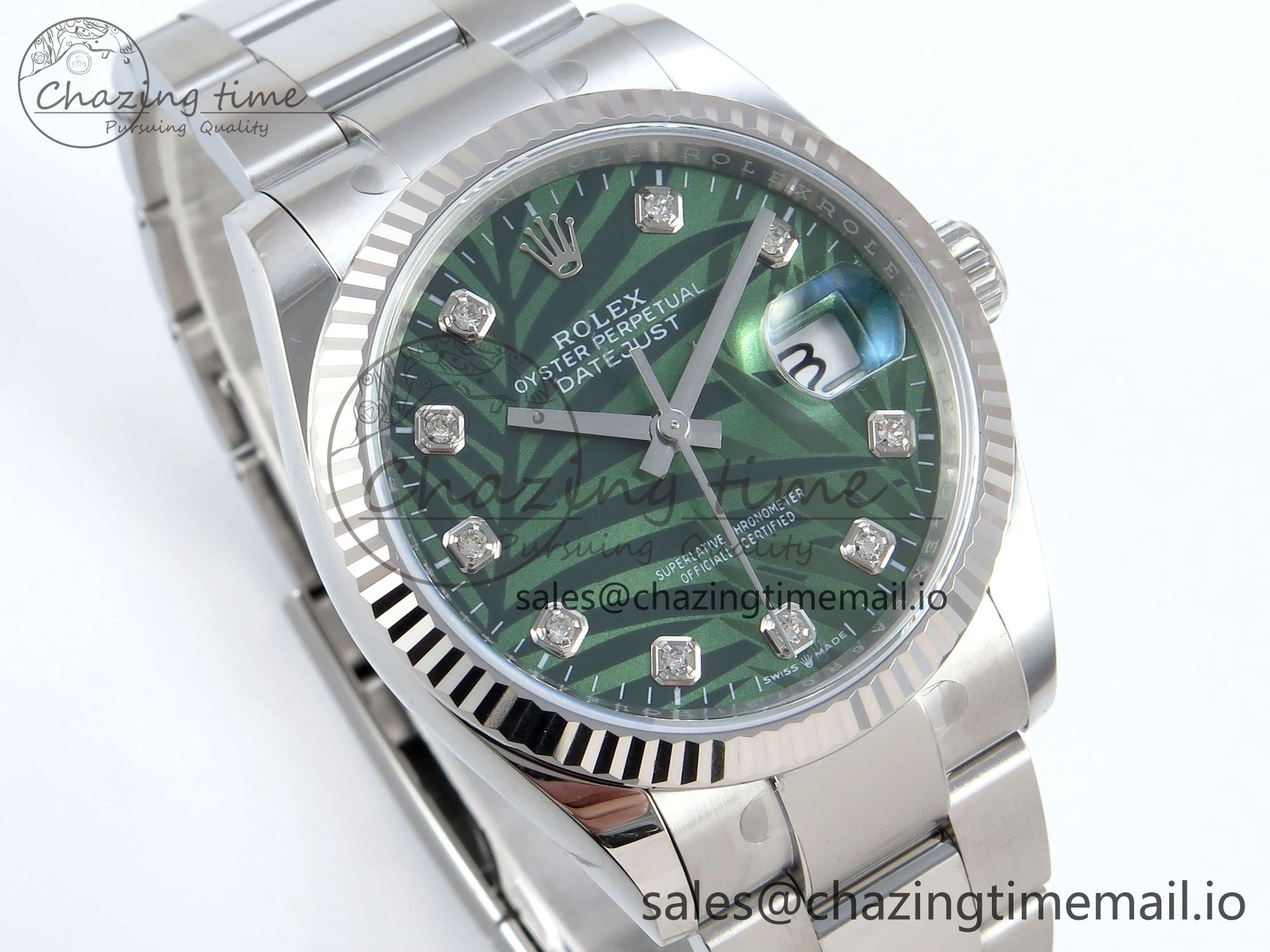 DateJust 36 126234 EWEF Best Edition Green Leaf Diamonds Dial on Oyster Bracelet A3235